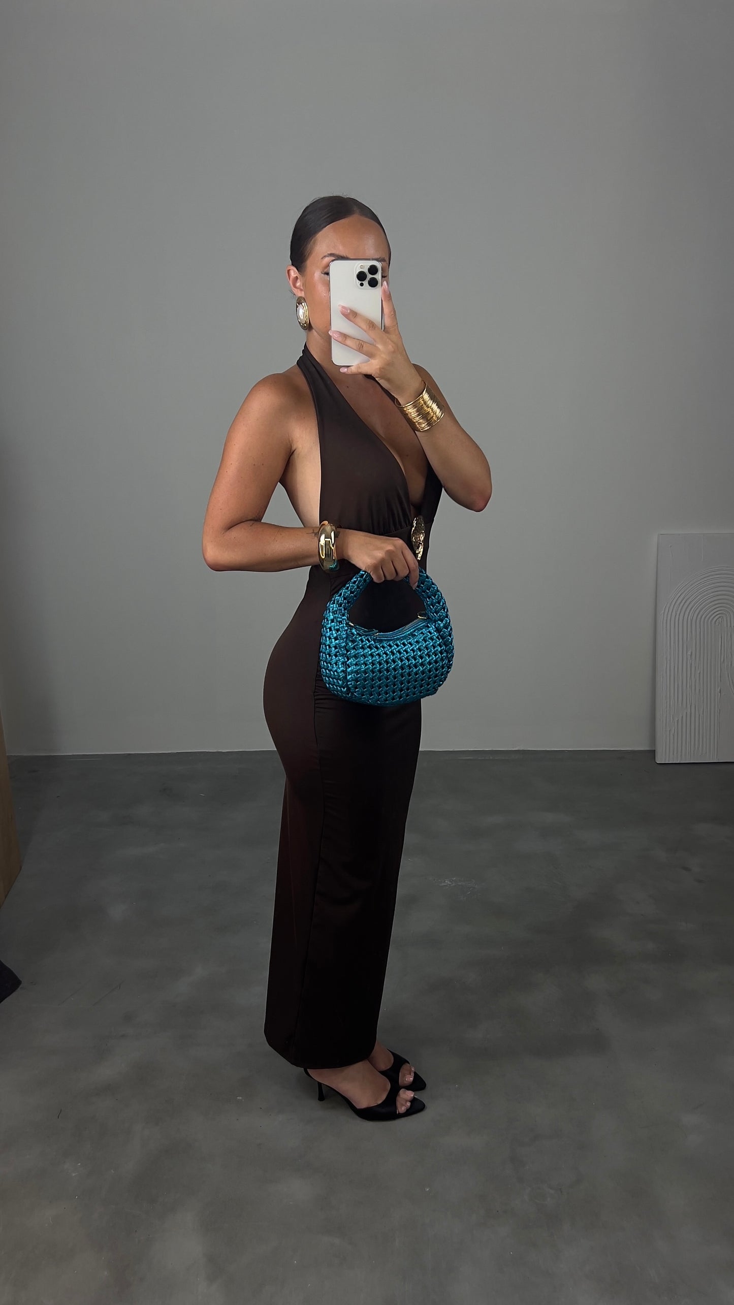 Robe dos nu bijoux - chocolat