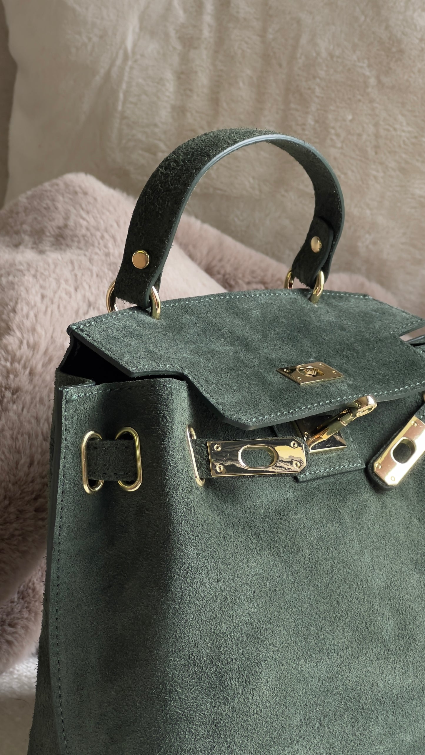 Sac cuir véritable - vert sapin
