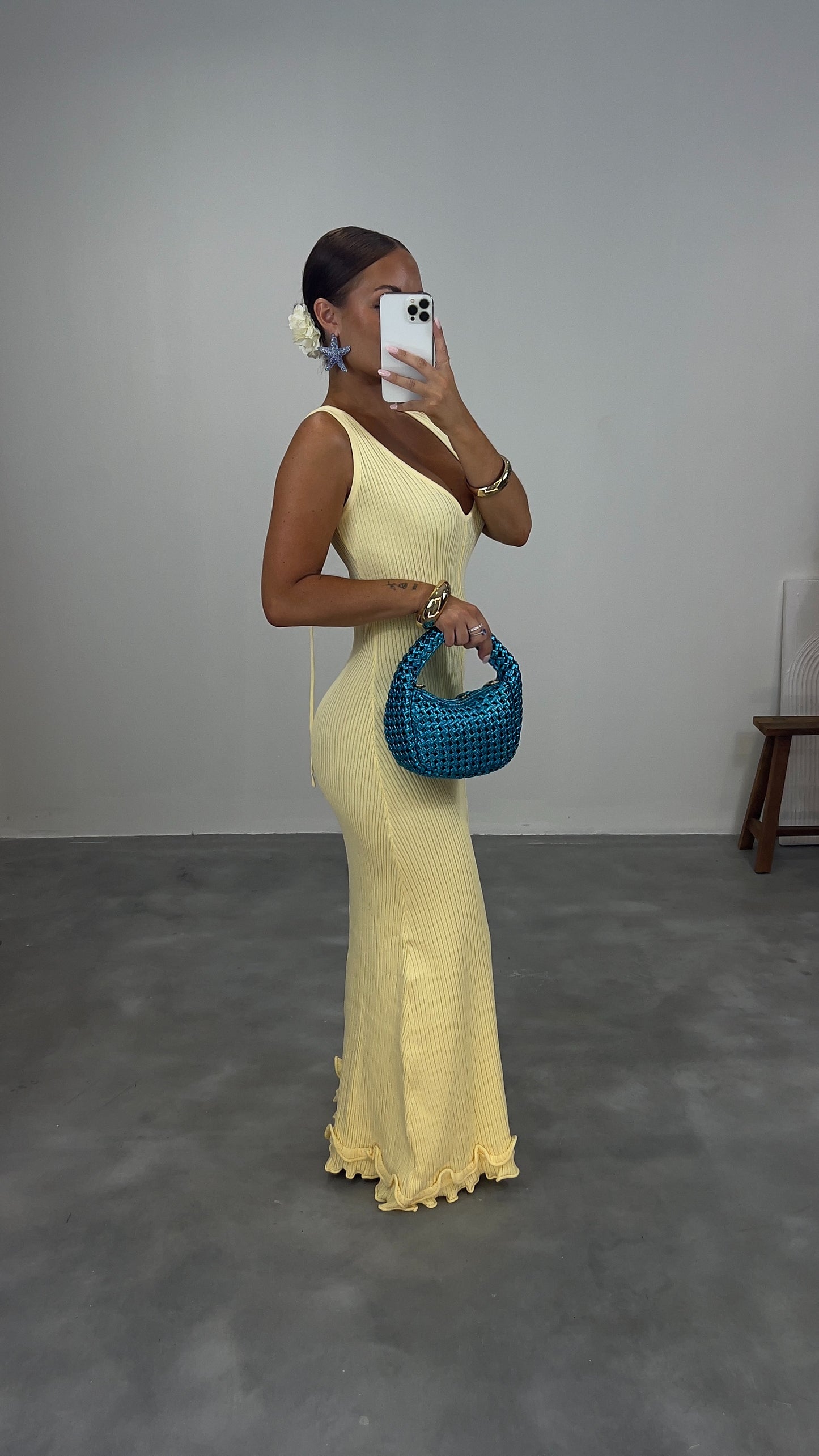 Robe longue moulante - jaune
