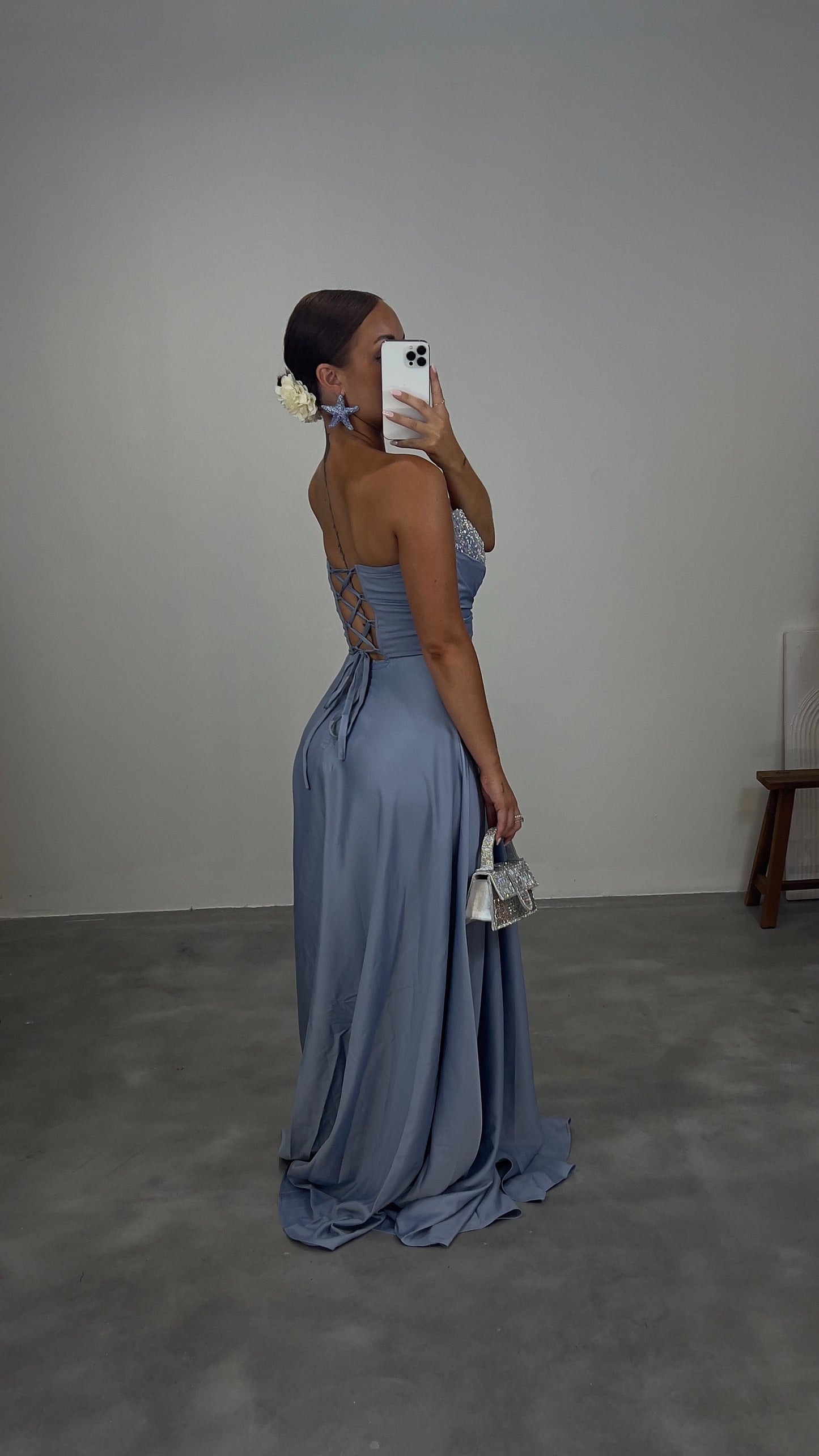 Robe bustier strass - bleu PREMIUM