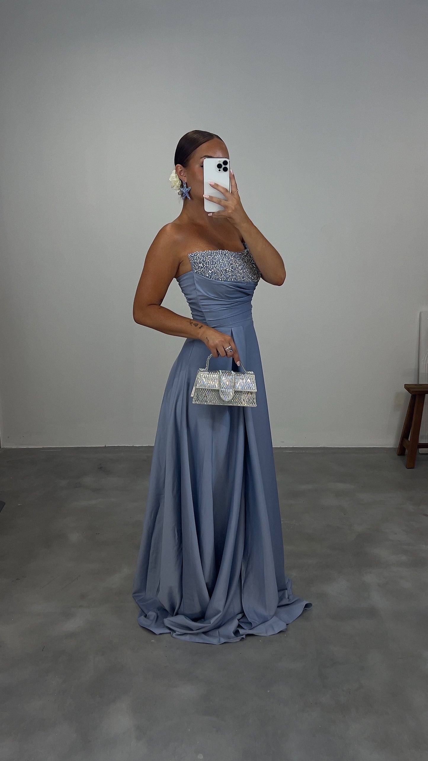 Robe bustier strass - bleu PREMIUM
