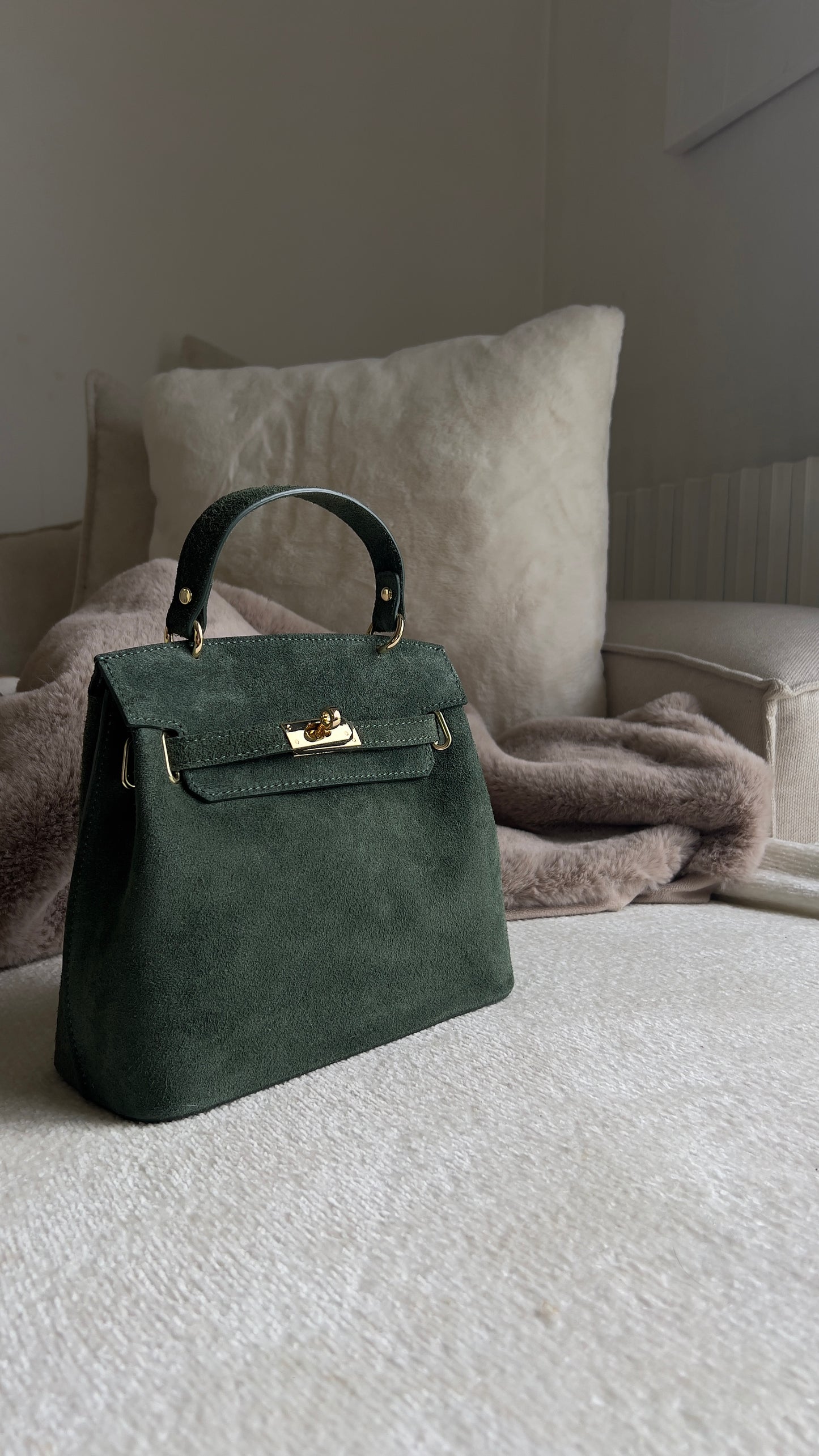 Sac cuir véritable - vert sapin