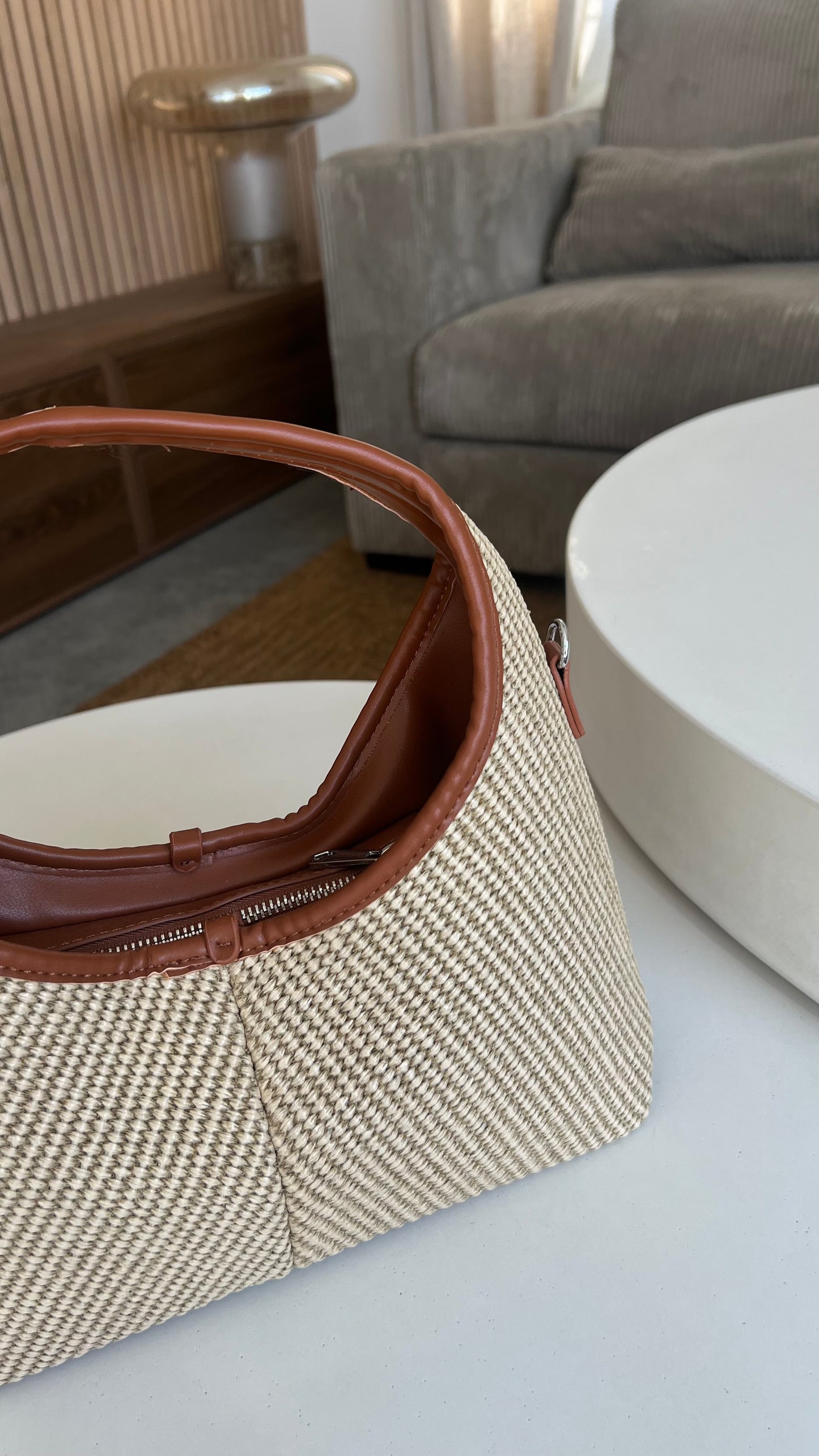 Sac en osier - cognac