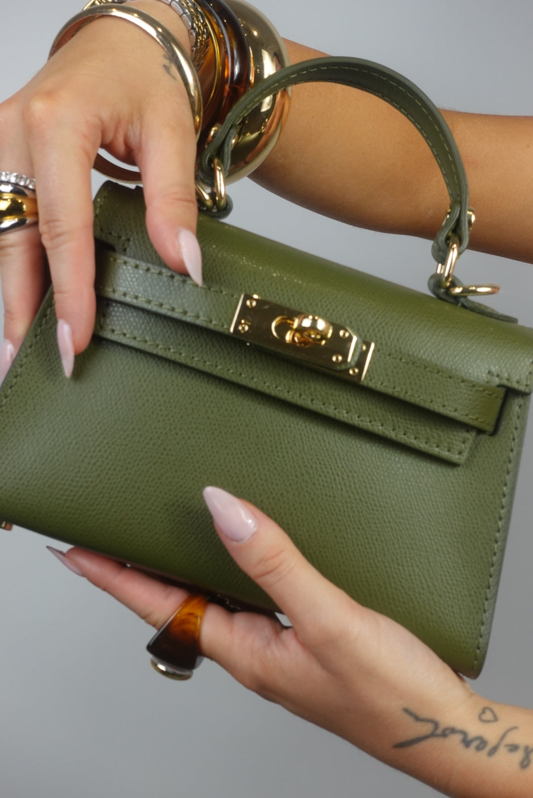 Sac H en cuir - kaki