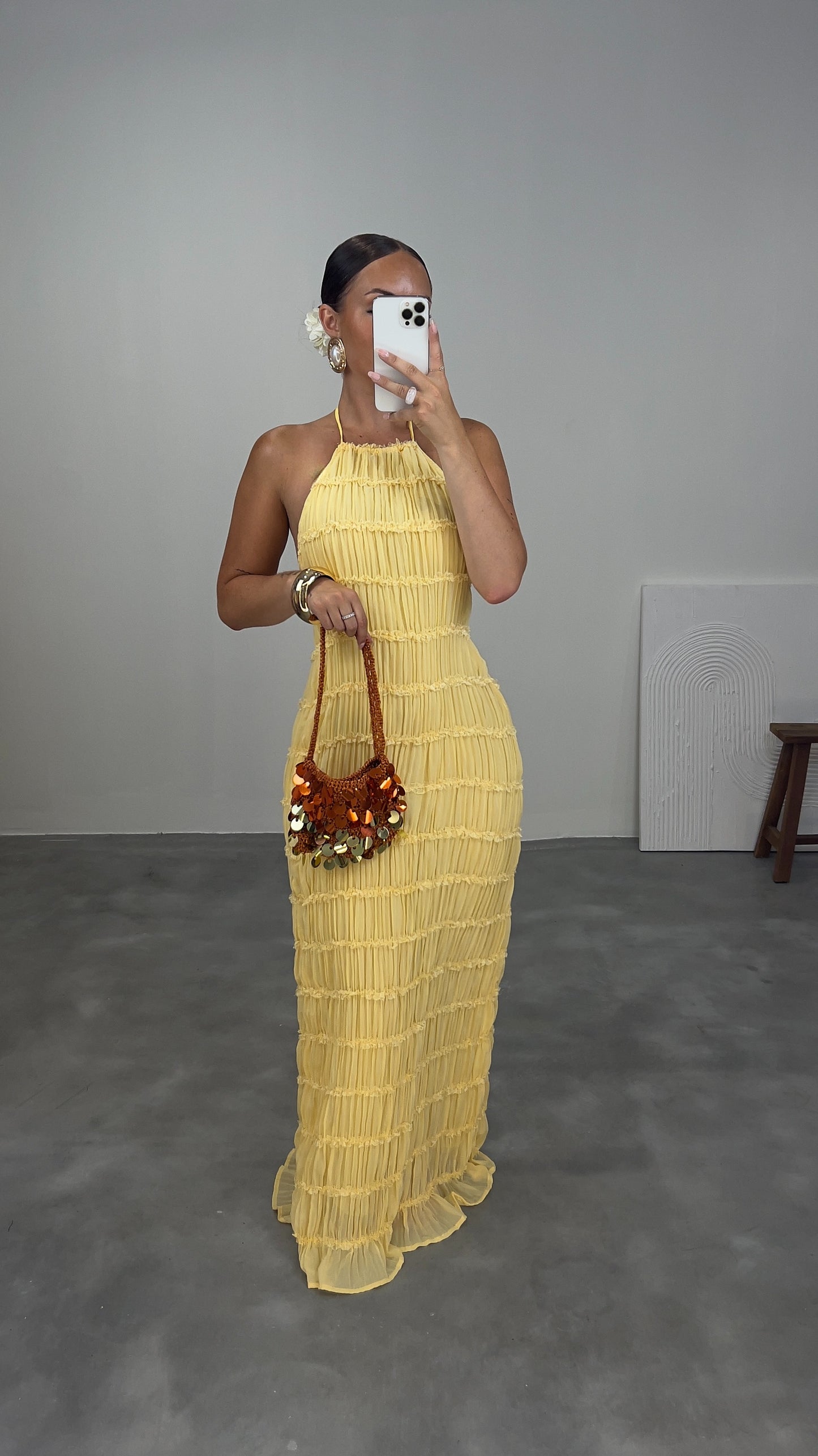 Robe gaufrée CALYPSO - jaune