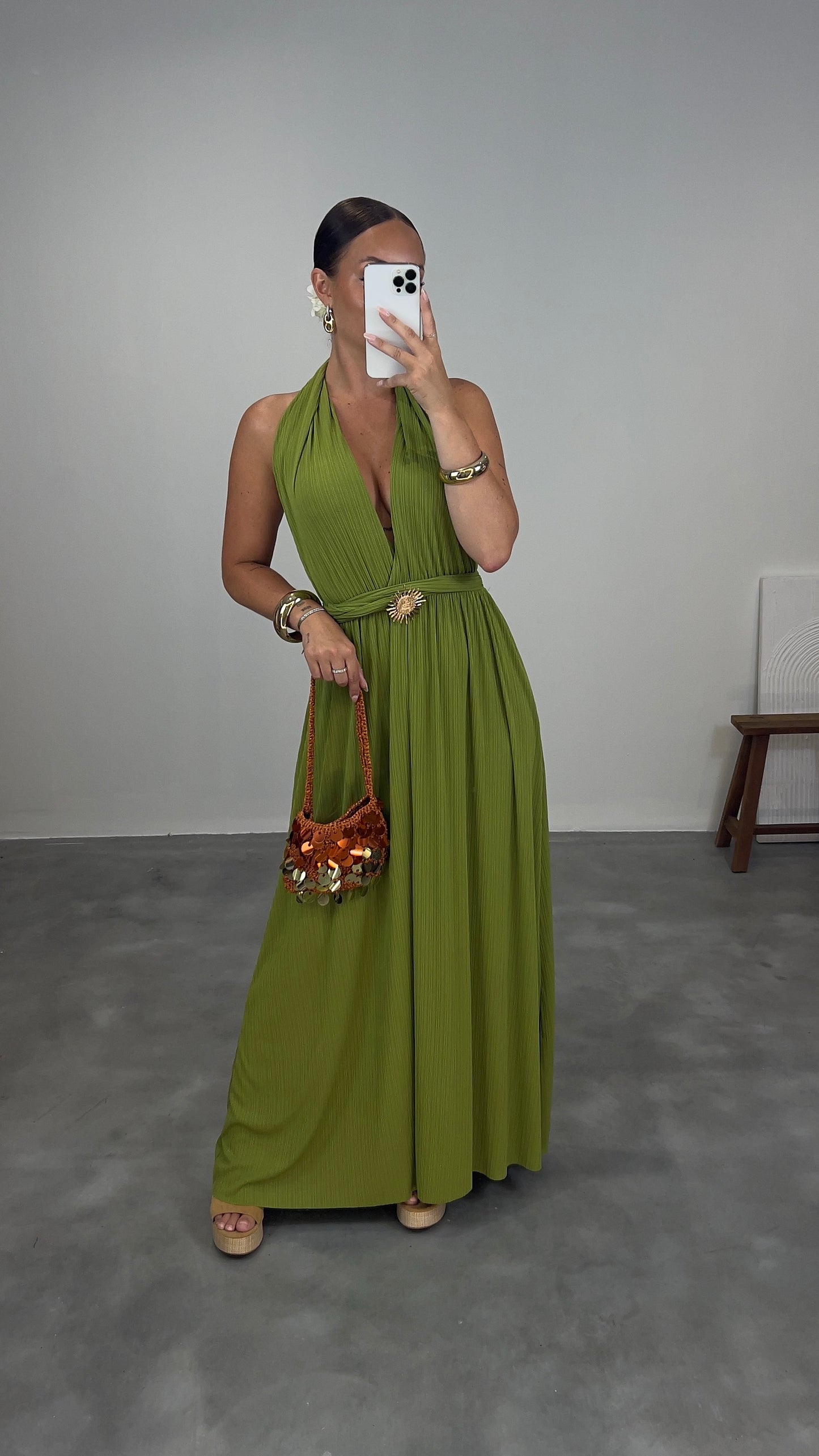 Robe longue SOLEIL - vert olive
