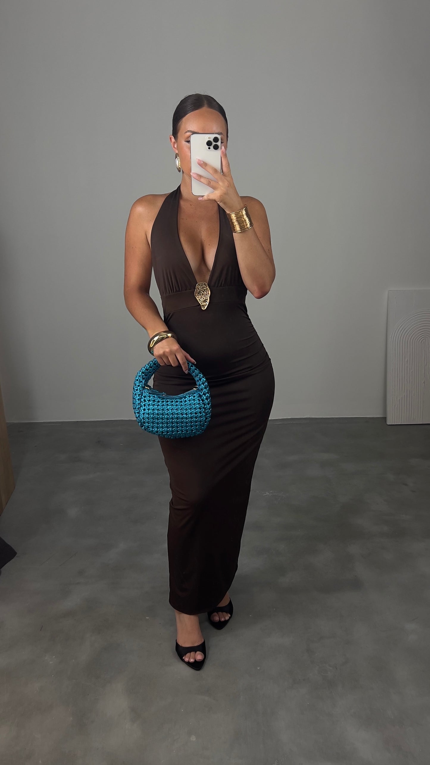 Robe dos nu bijoux - chocolat