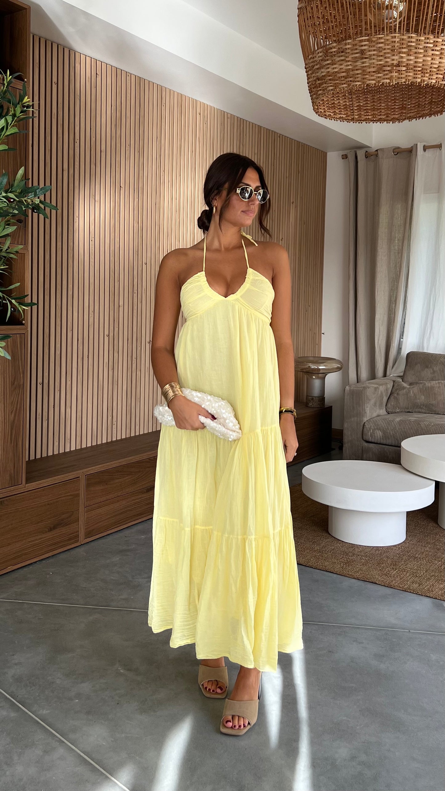 Robe croisée jaune
