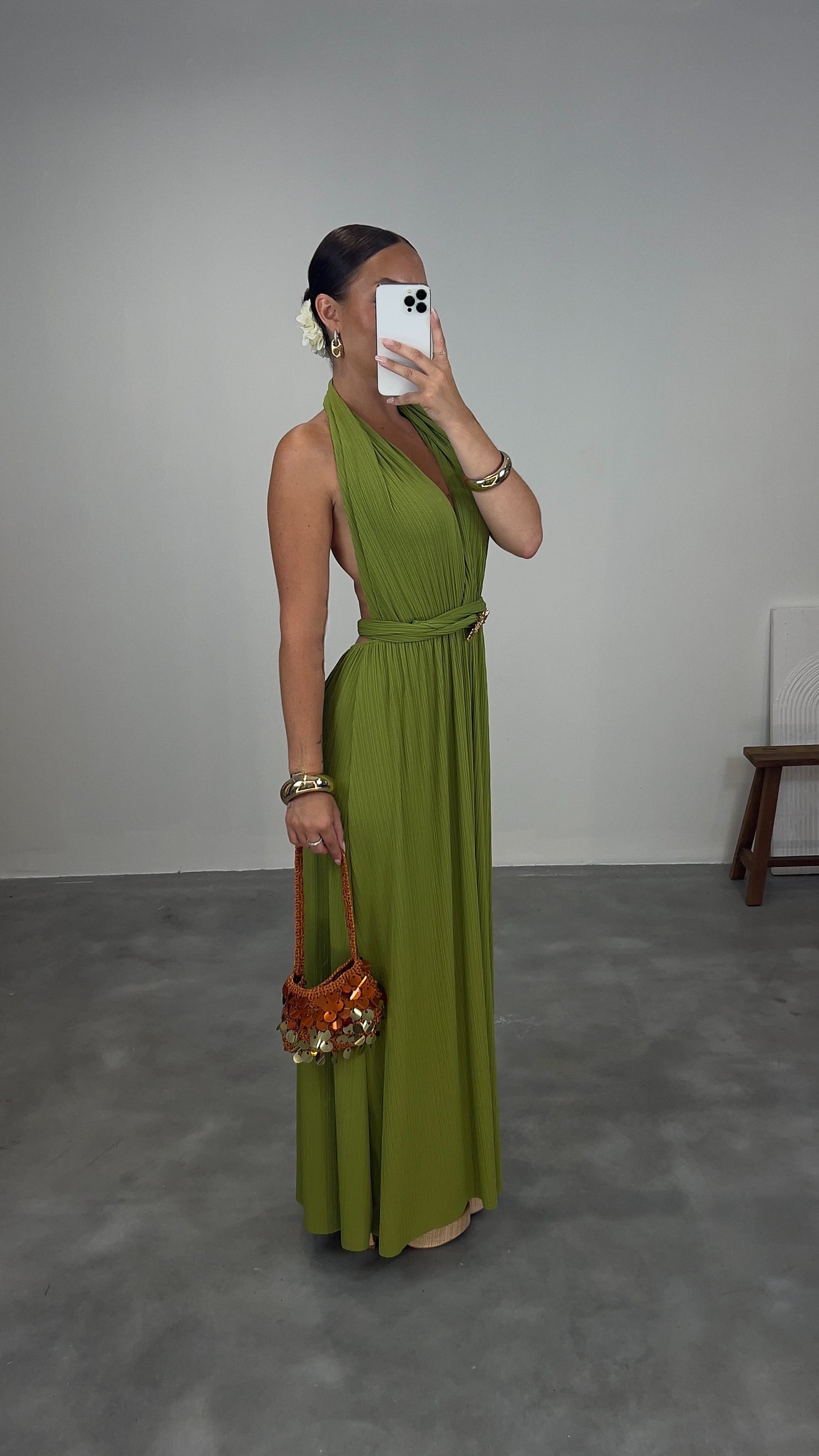 Robe longue SOLEIL - vert olive