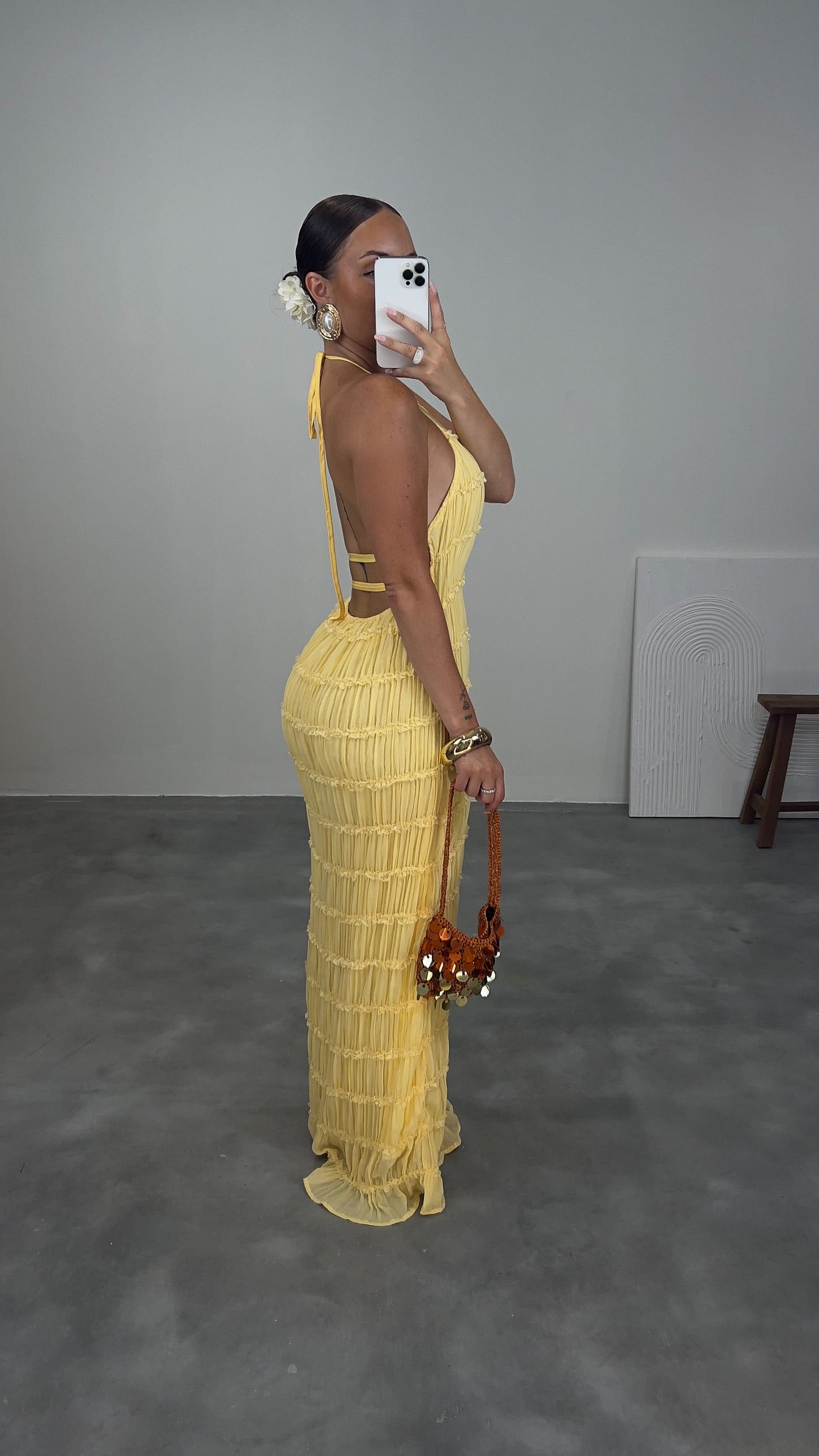 Robe gaufrée CALYPSO - jaune