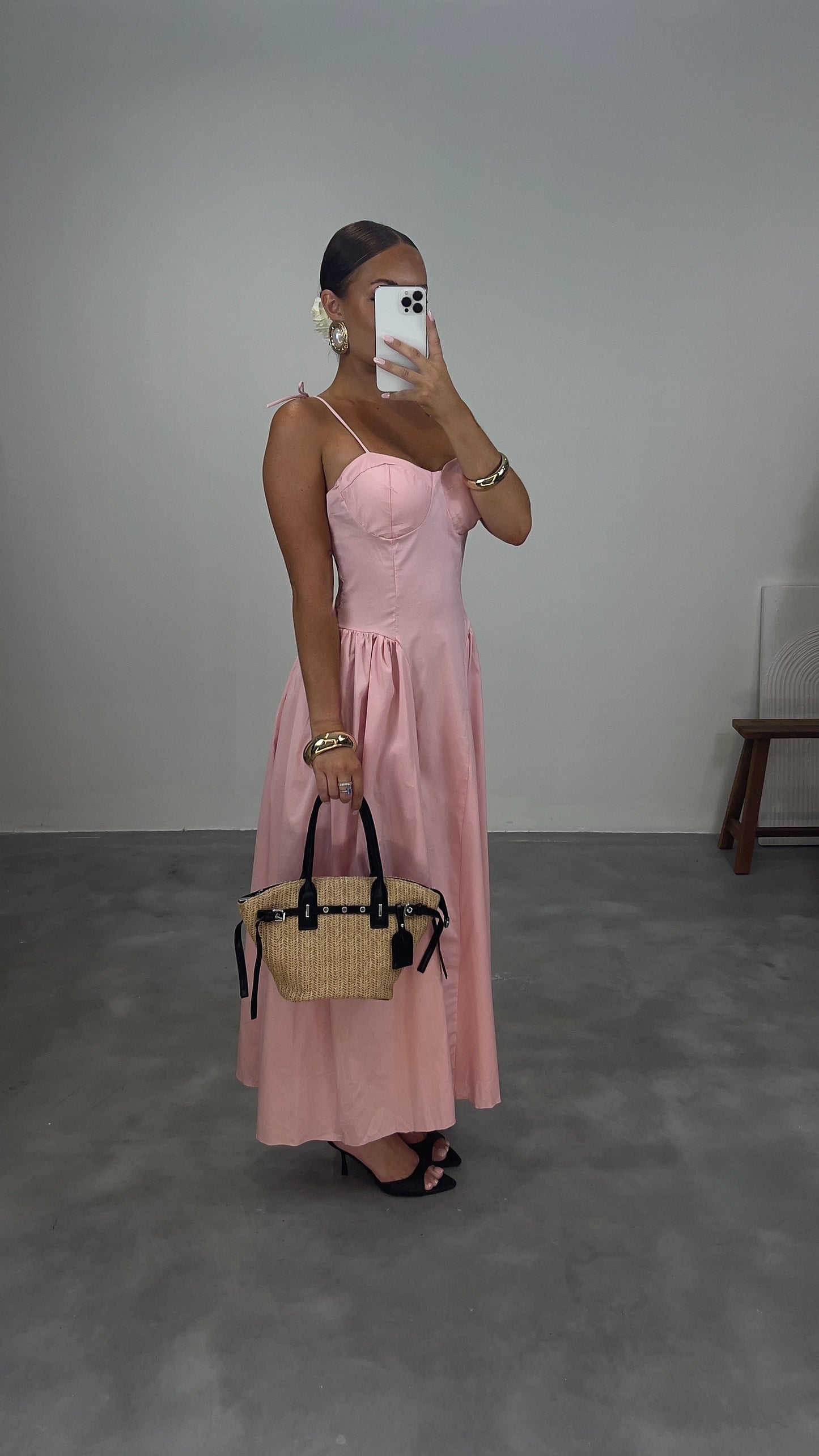 Robe longue corset - rose