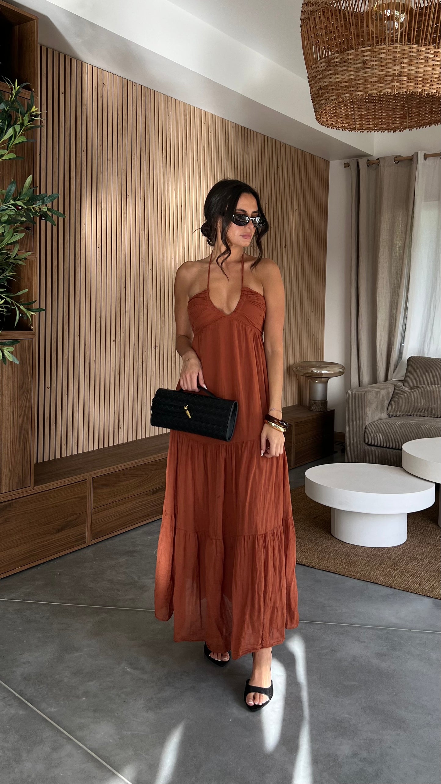 Robe croisée terracotta