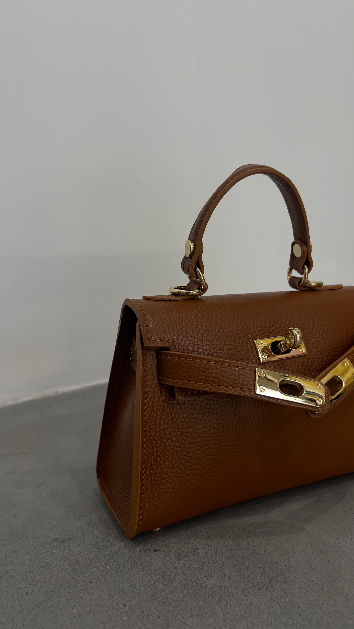Sac en cuir H - cognac