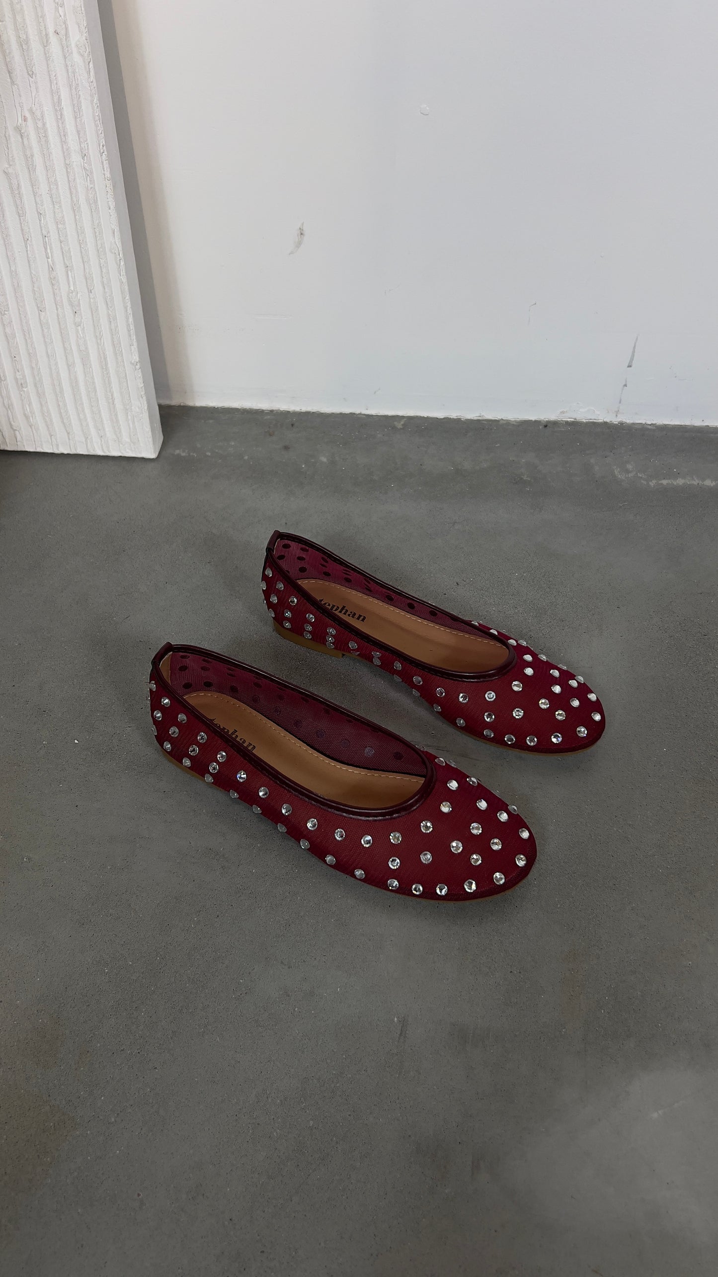 Ballerines strass - bordeaux