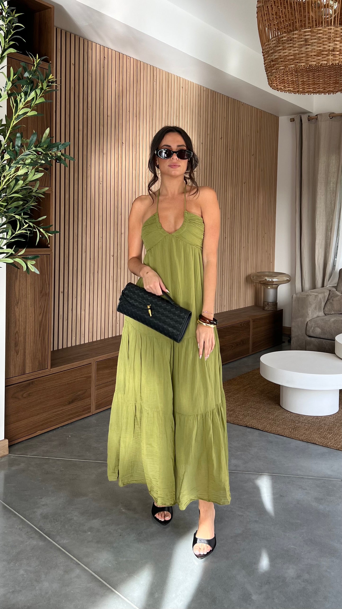 Robe croisée vert olive