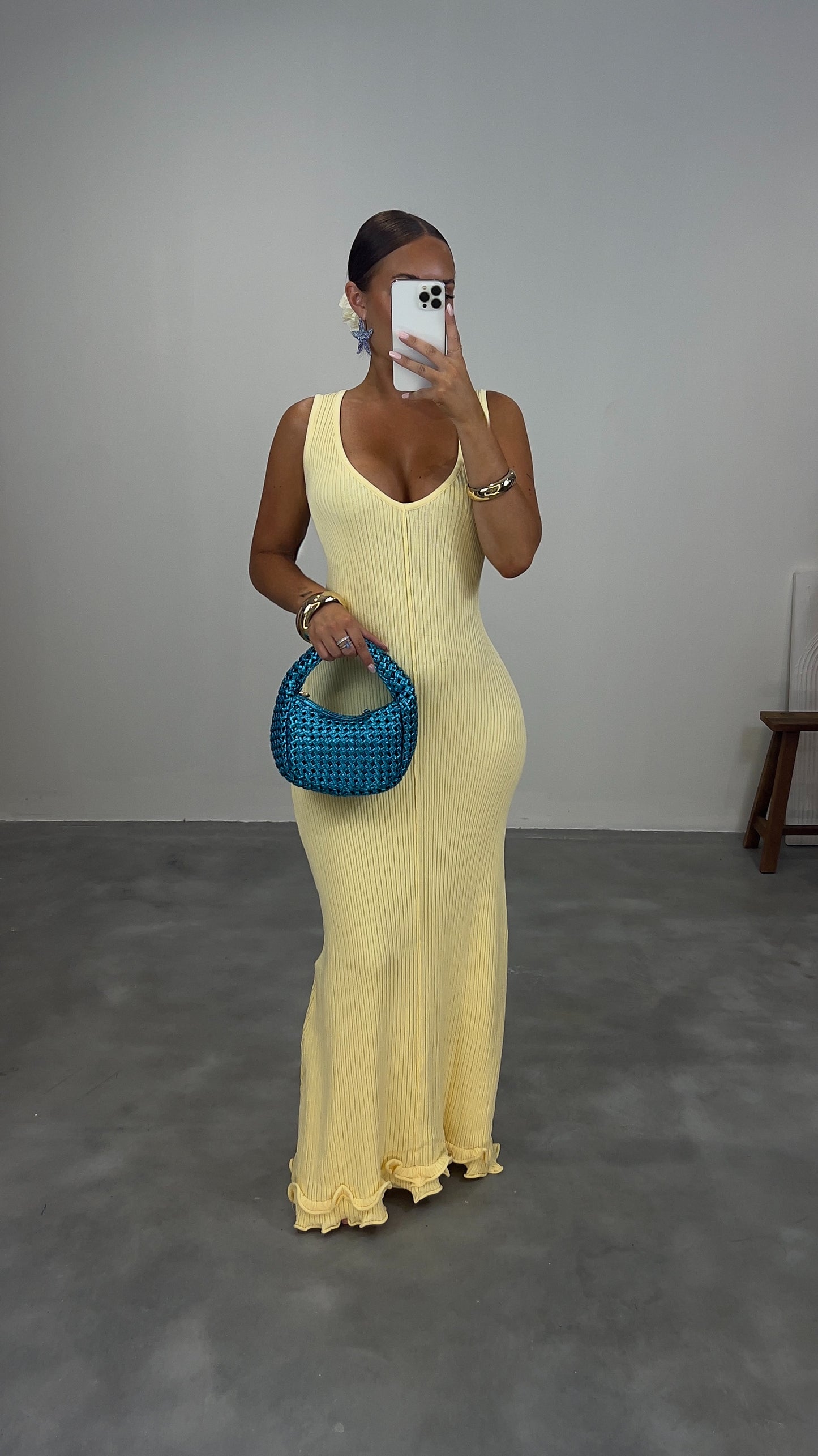 Robe longue moulante - jaune