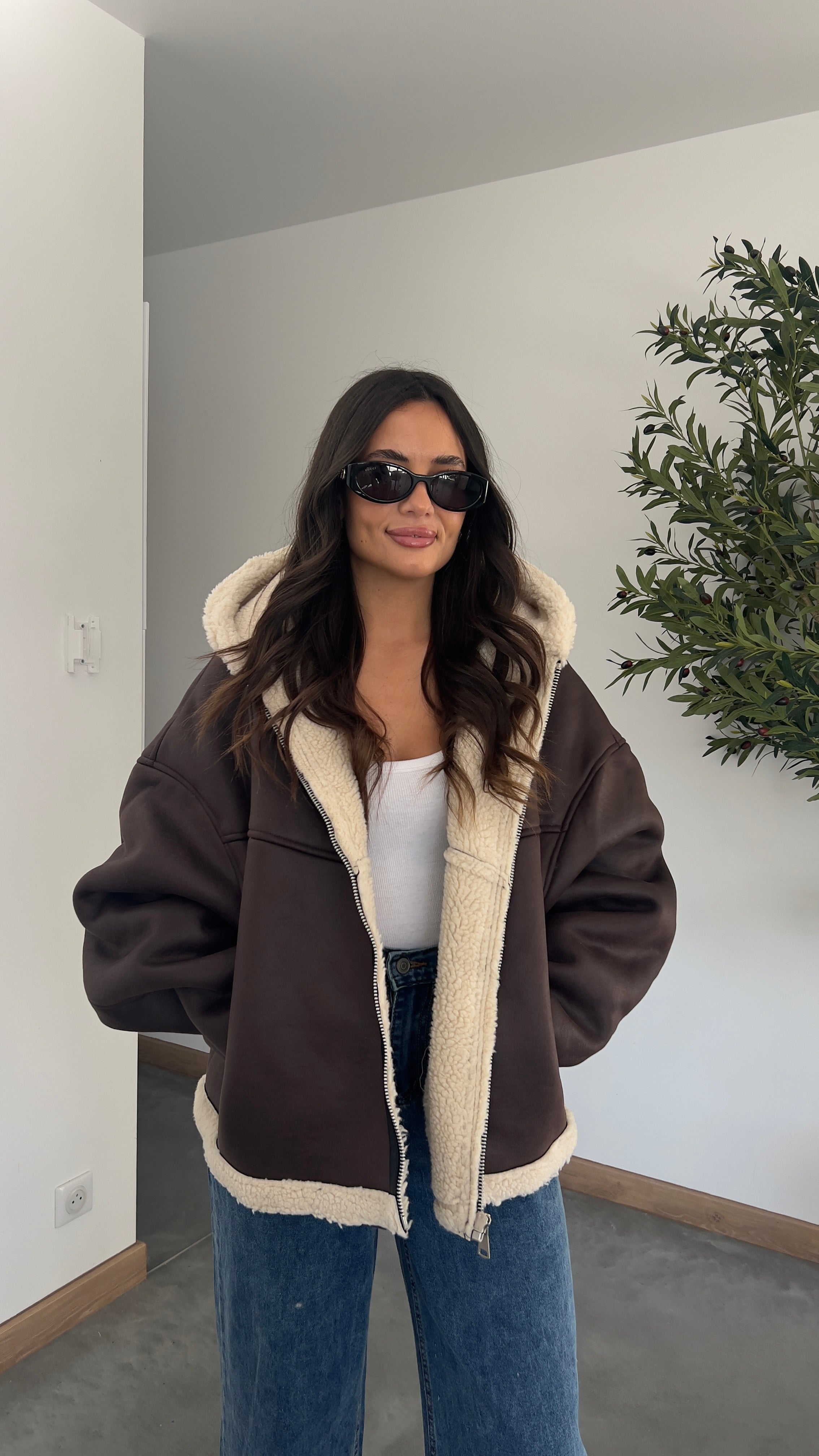 Manteau cocooning - chocolat