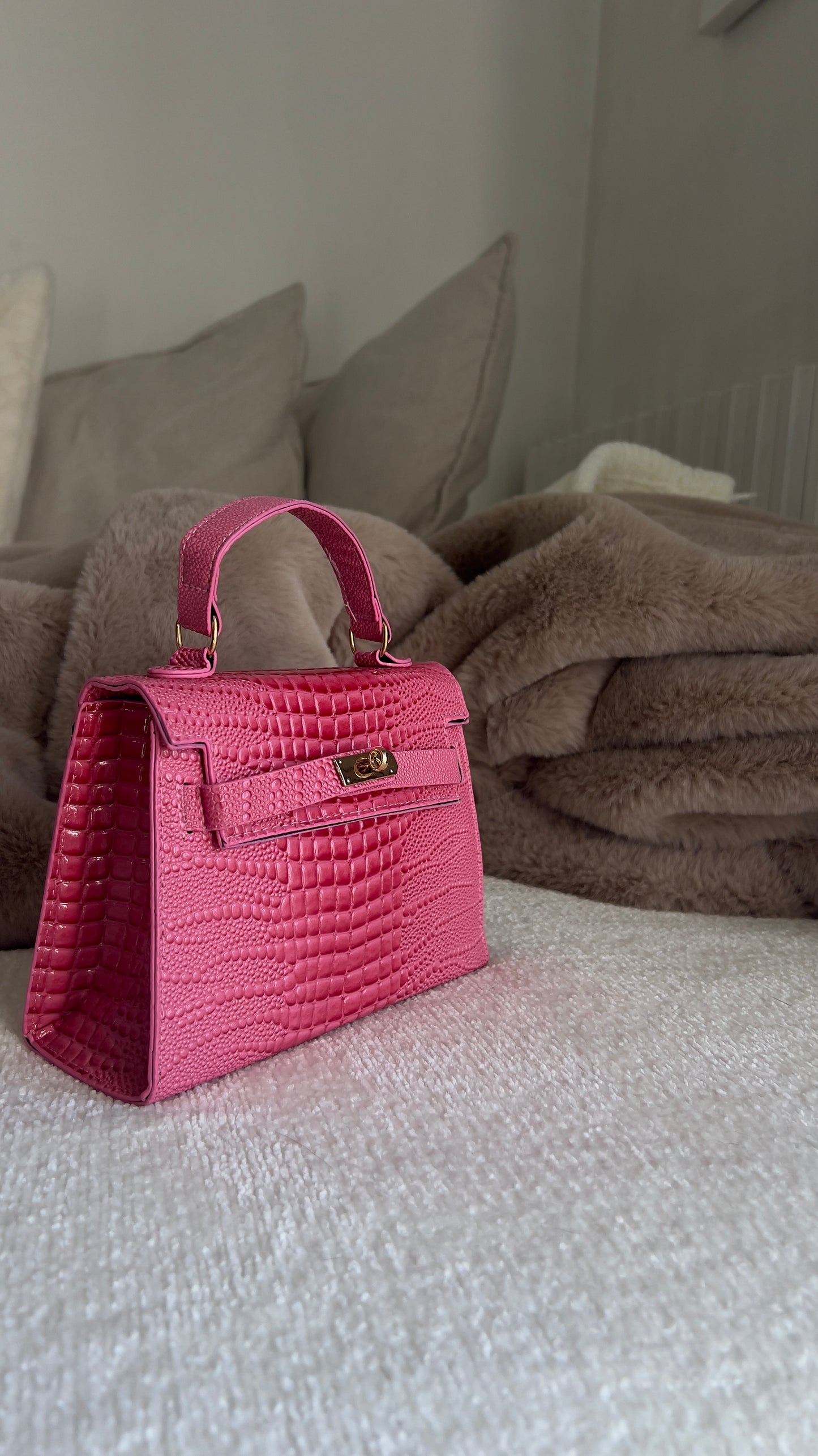 Sac inspi H petit - croco rose