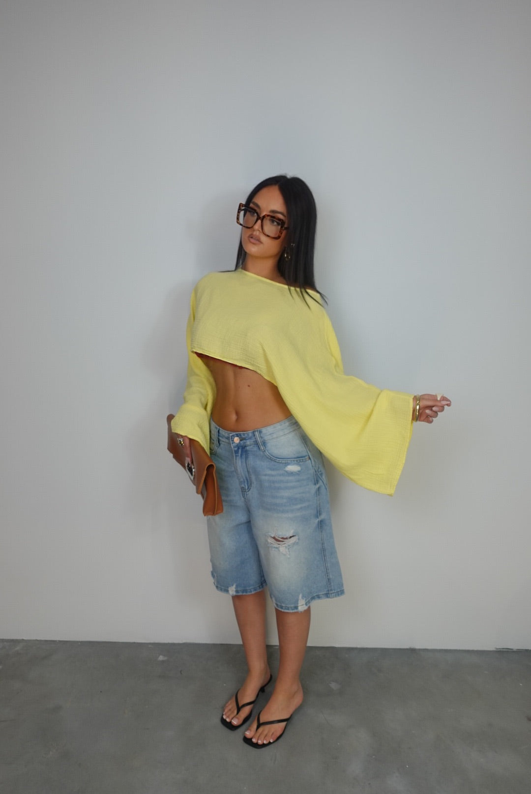 Haut fluide gaze de coton - jaune