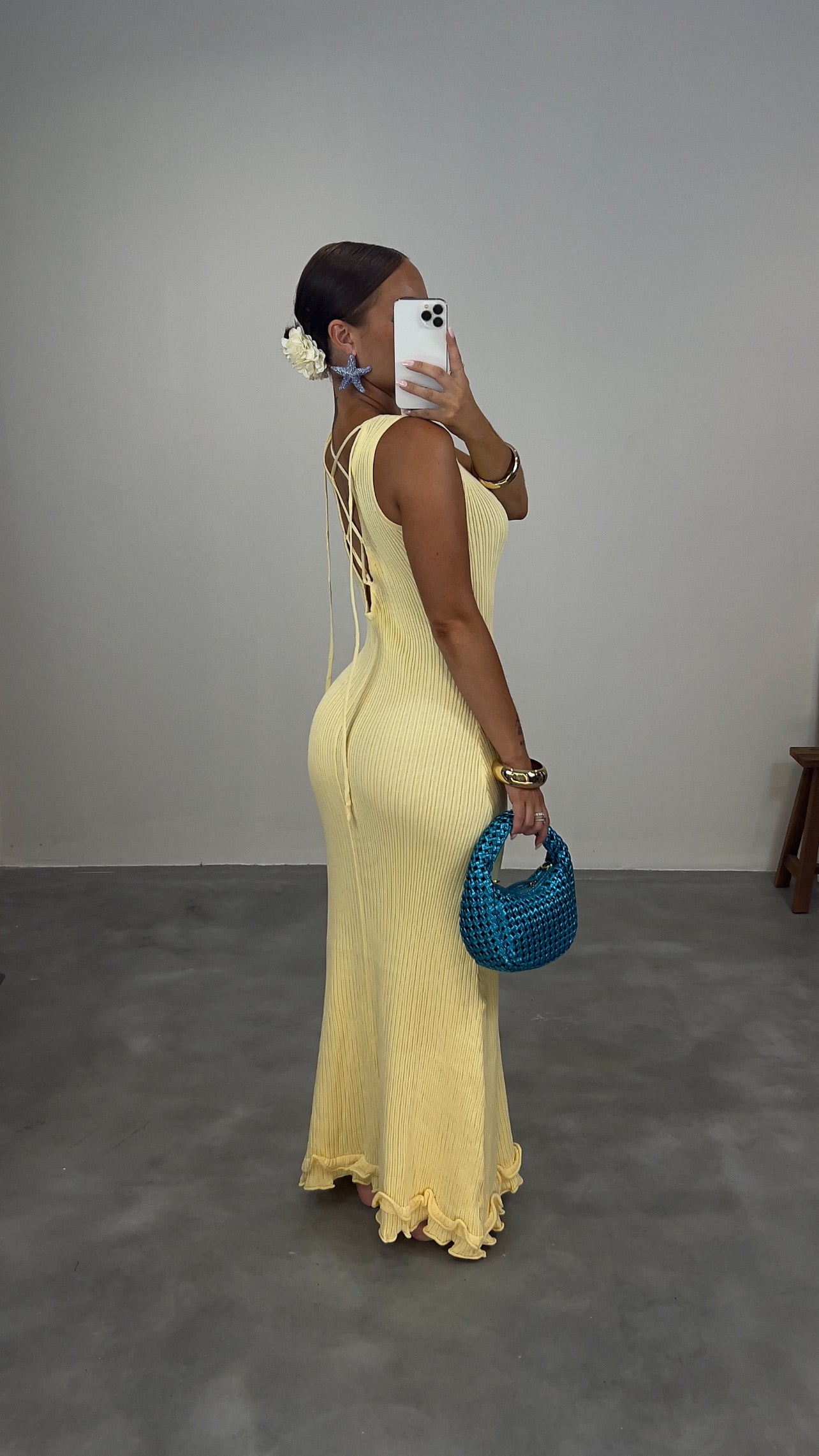Robe longue moulante - jaune