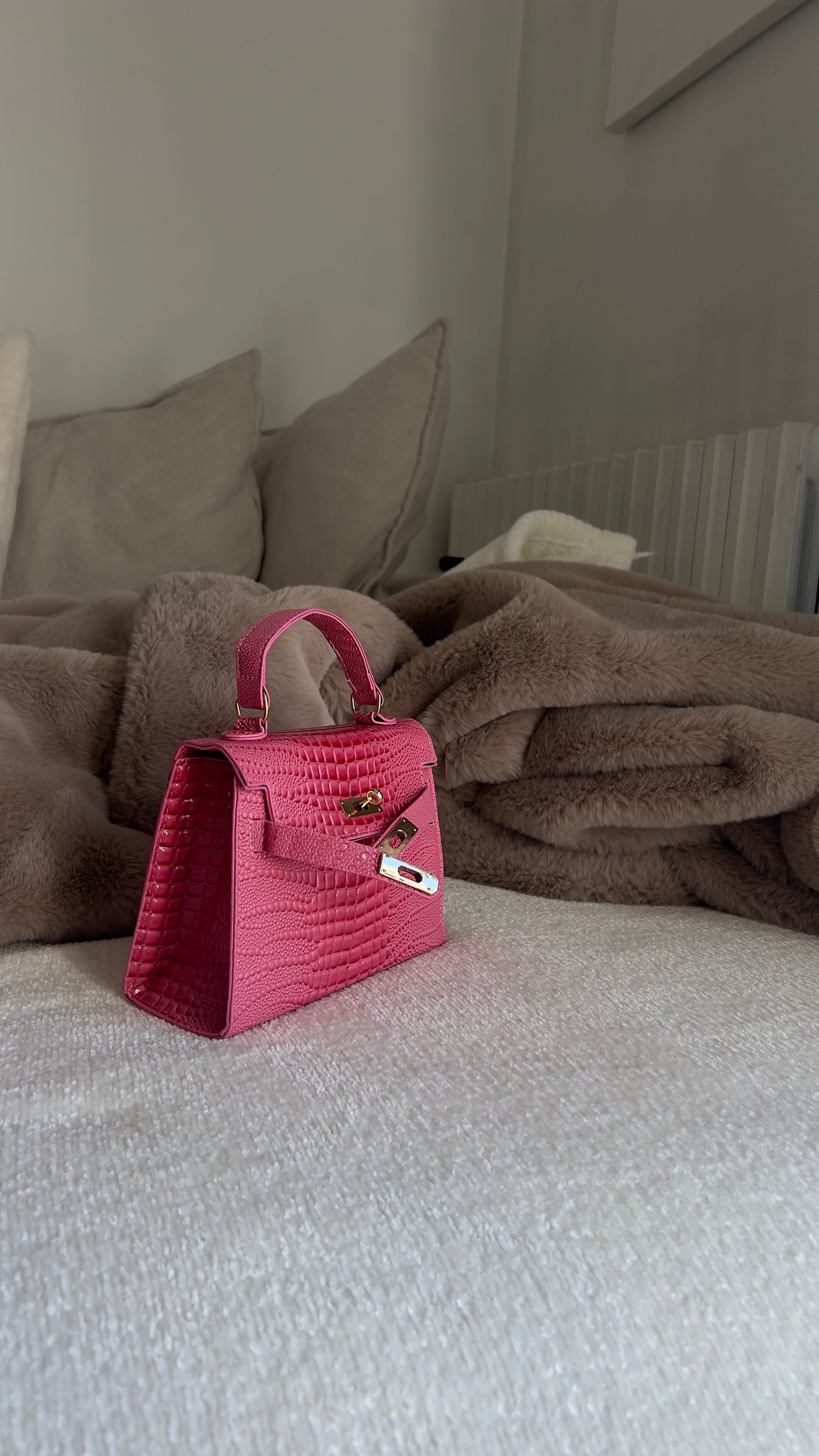 Sac inspi H petit - croco rose