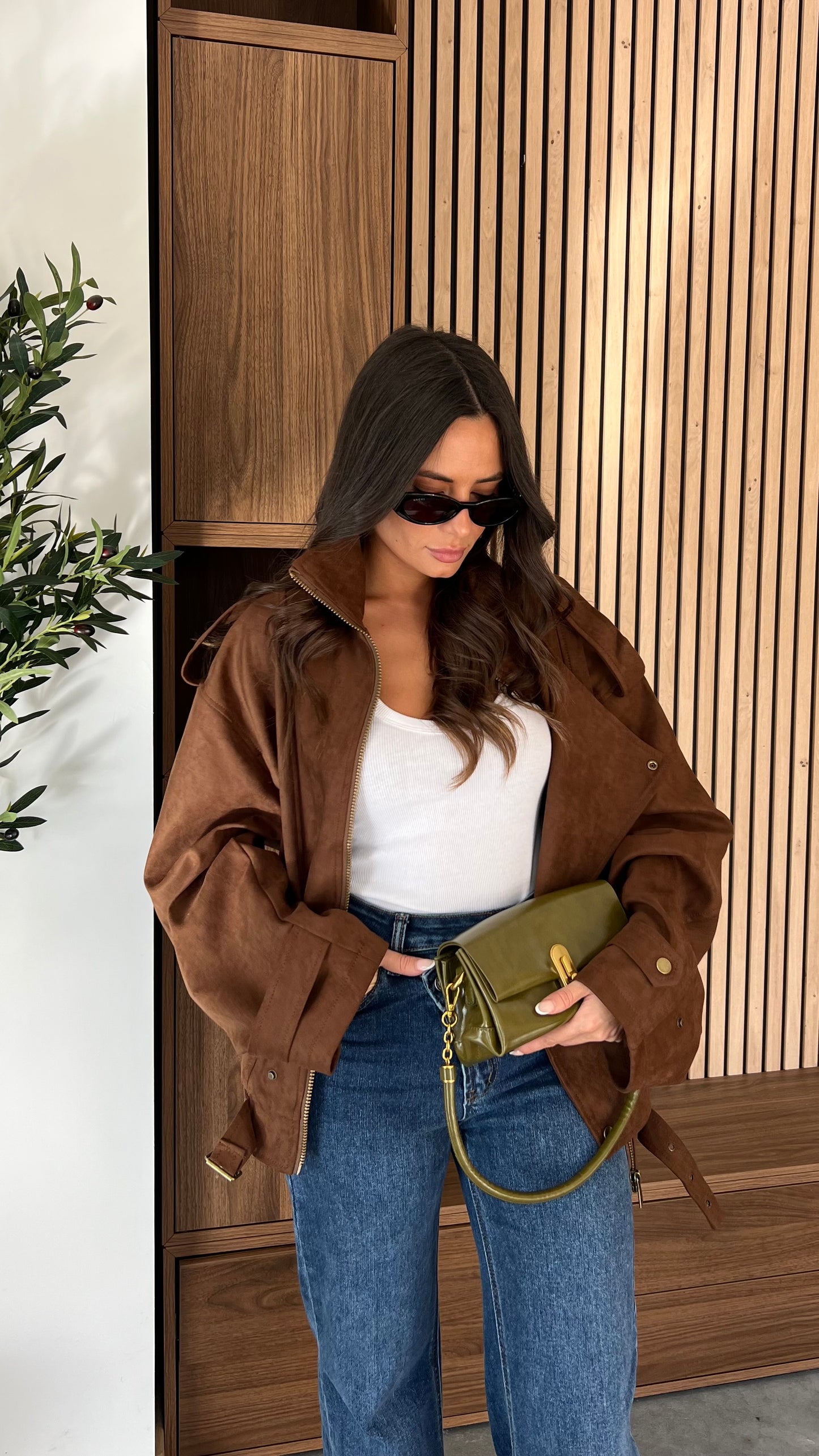 Sac classique en cuir - kaki