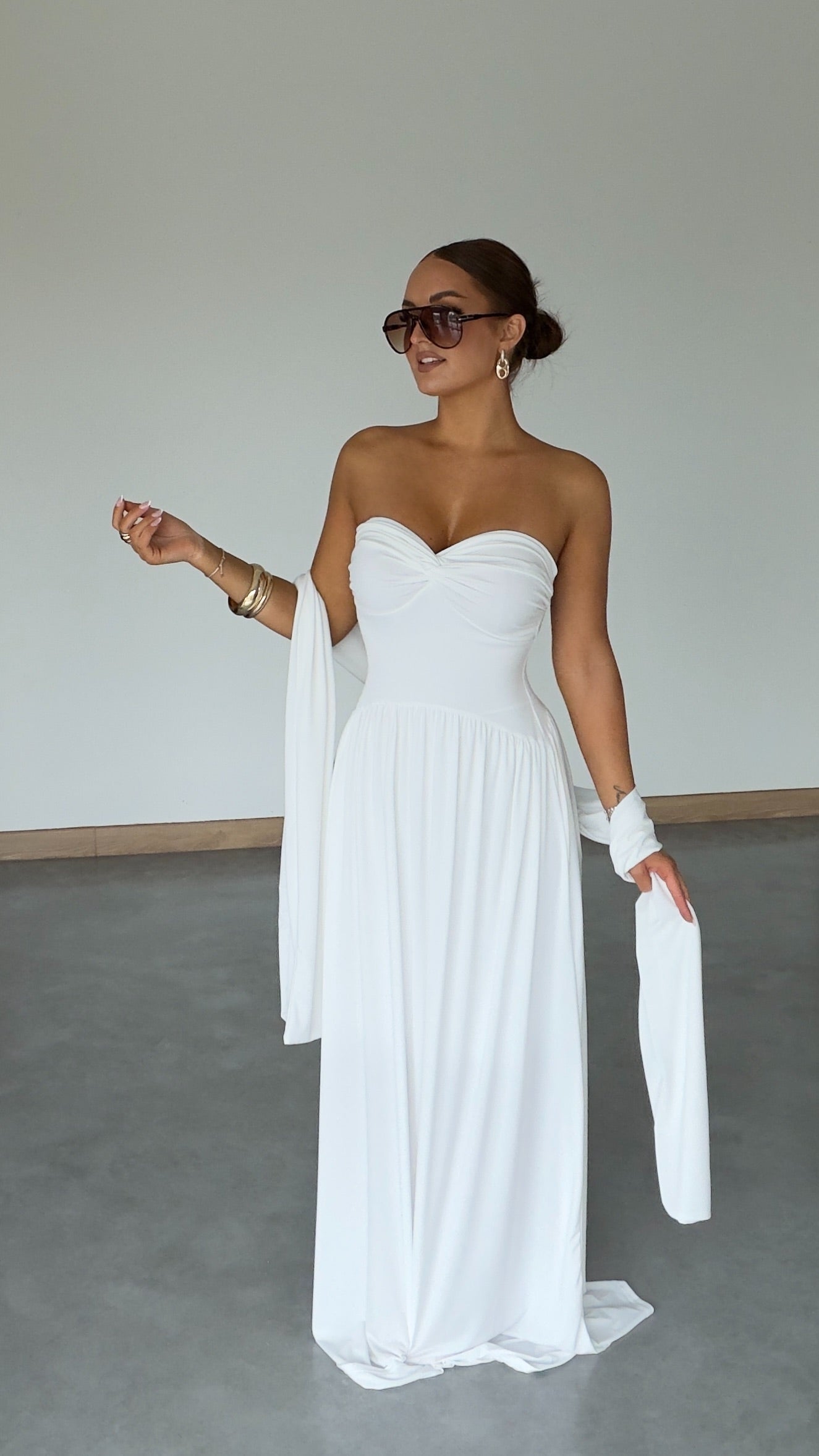 Robe bustier écharpe - blanche