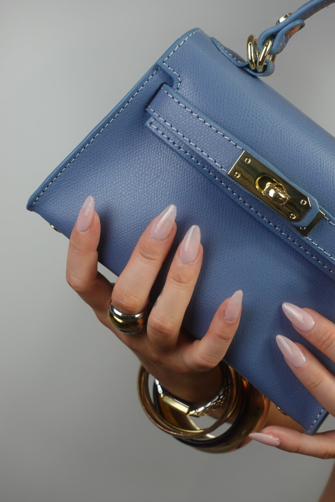Sac en cuir H - bleu jean