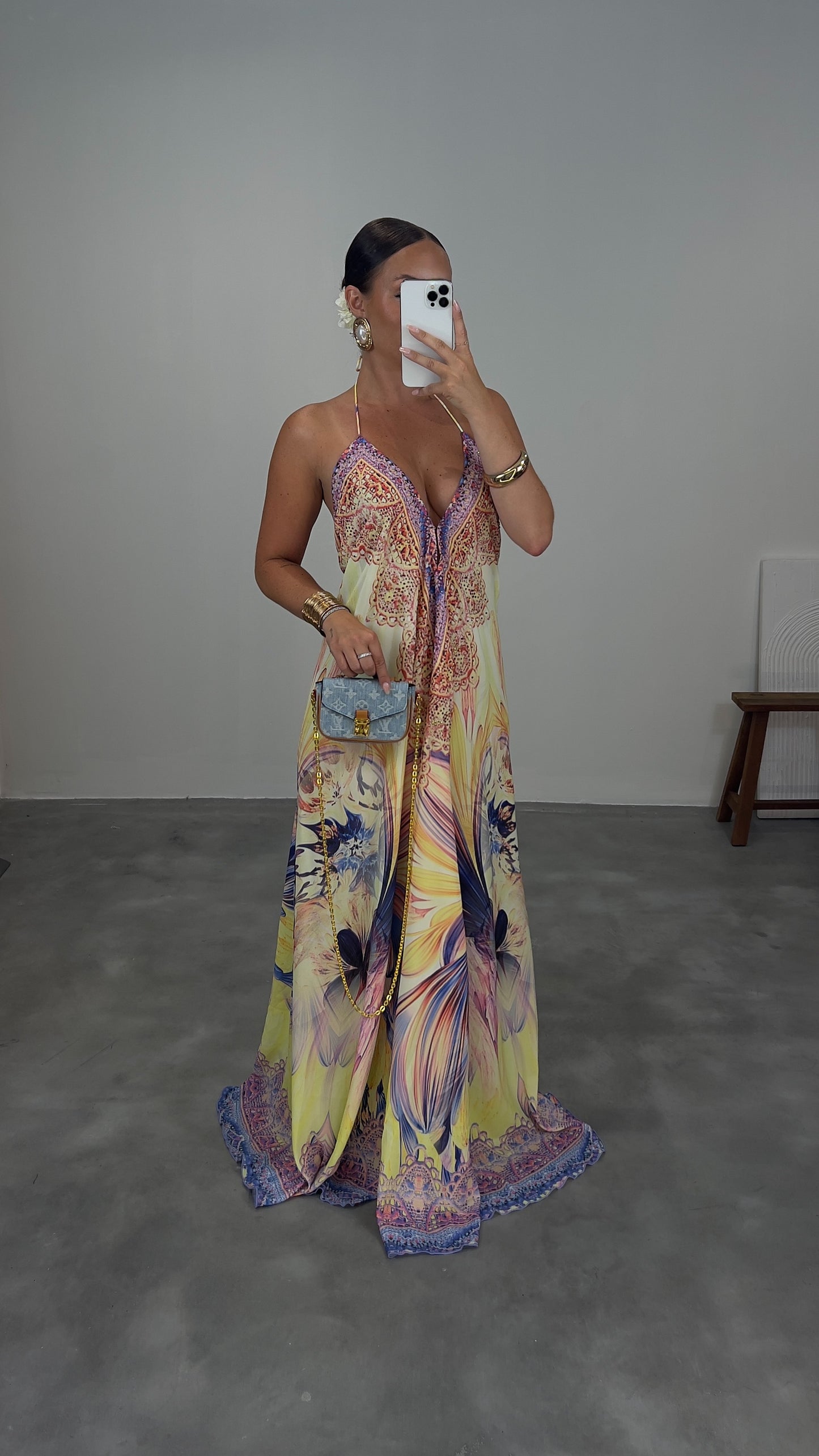 Robe dos nu sirène - jaune