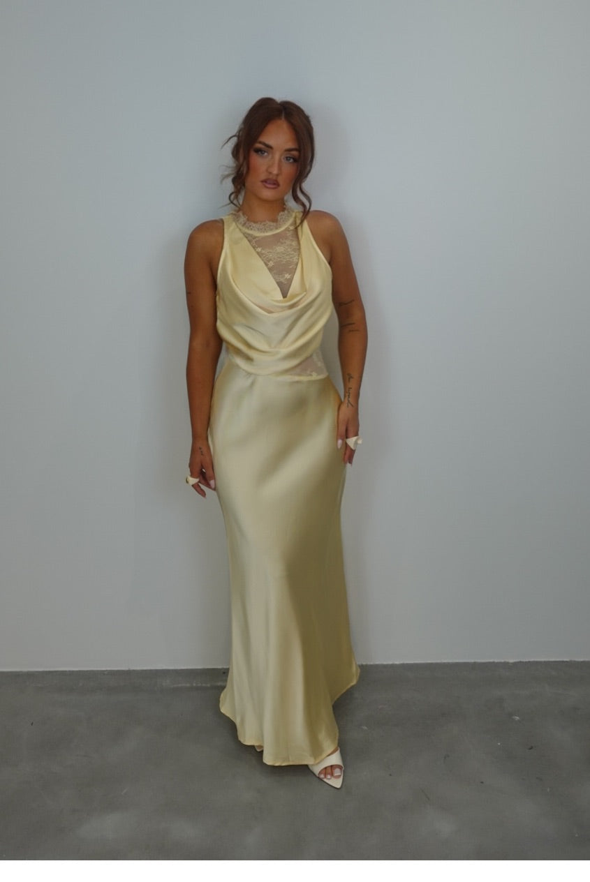Robe longue dentelle - jaune