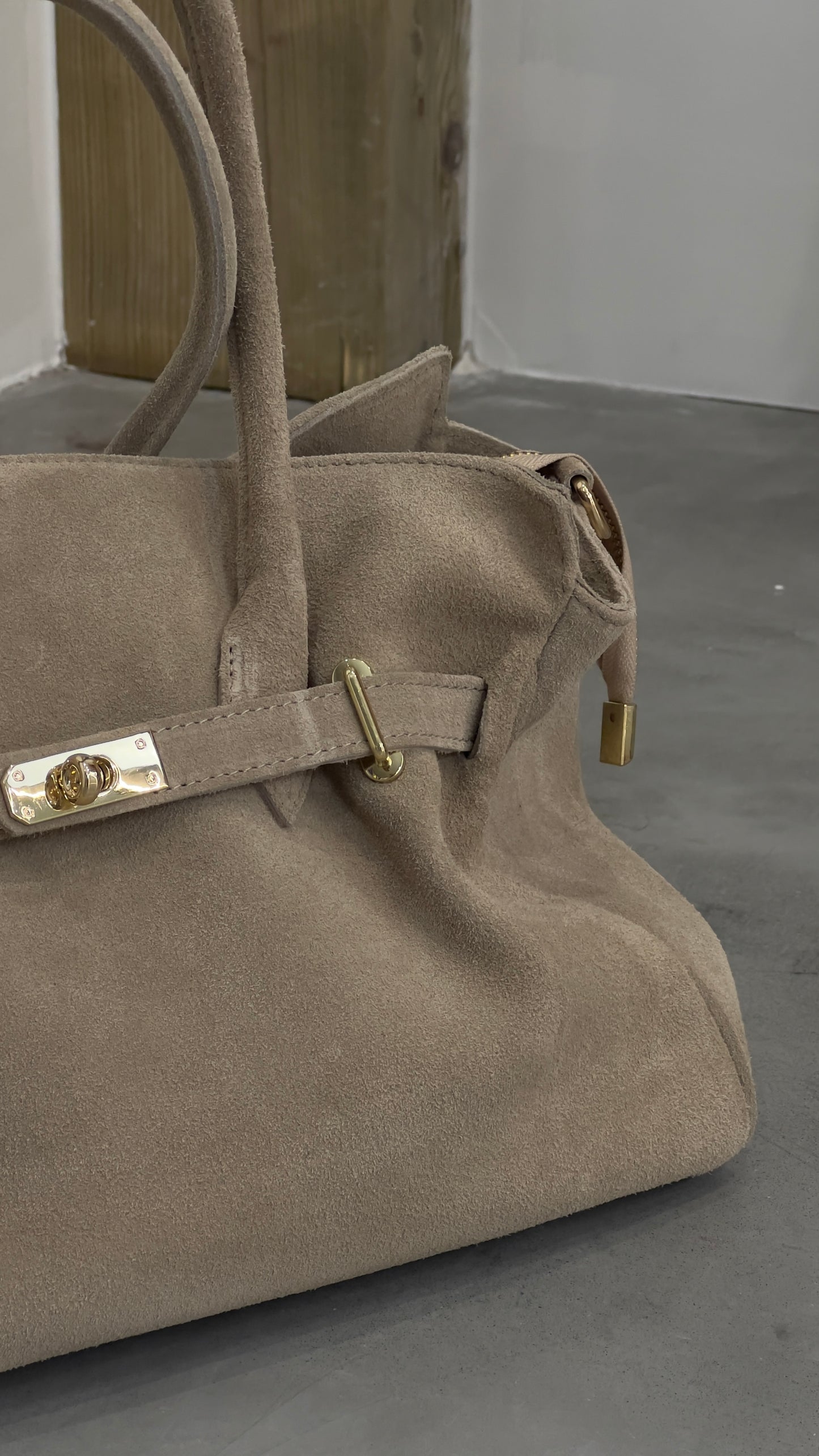 Grand sac en cuir - taupe clair