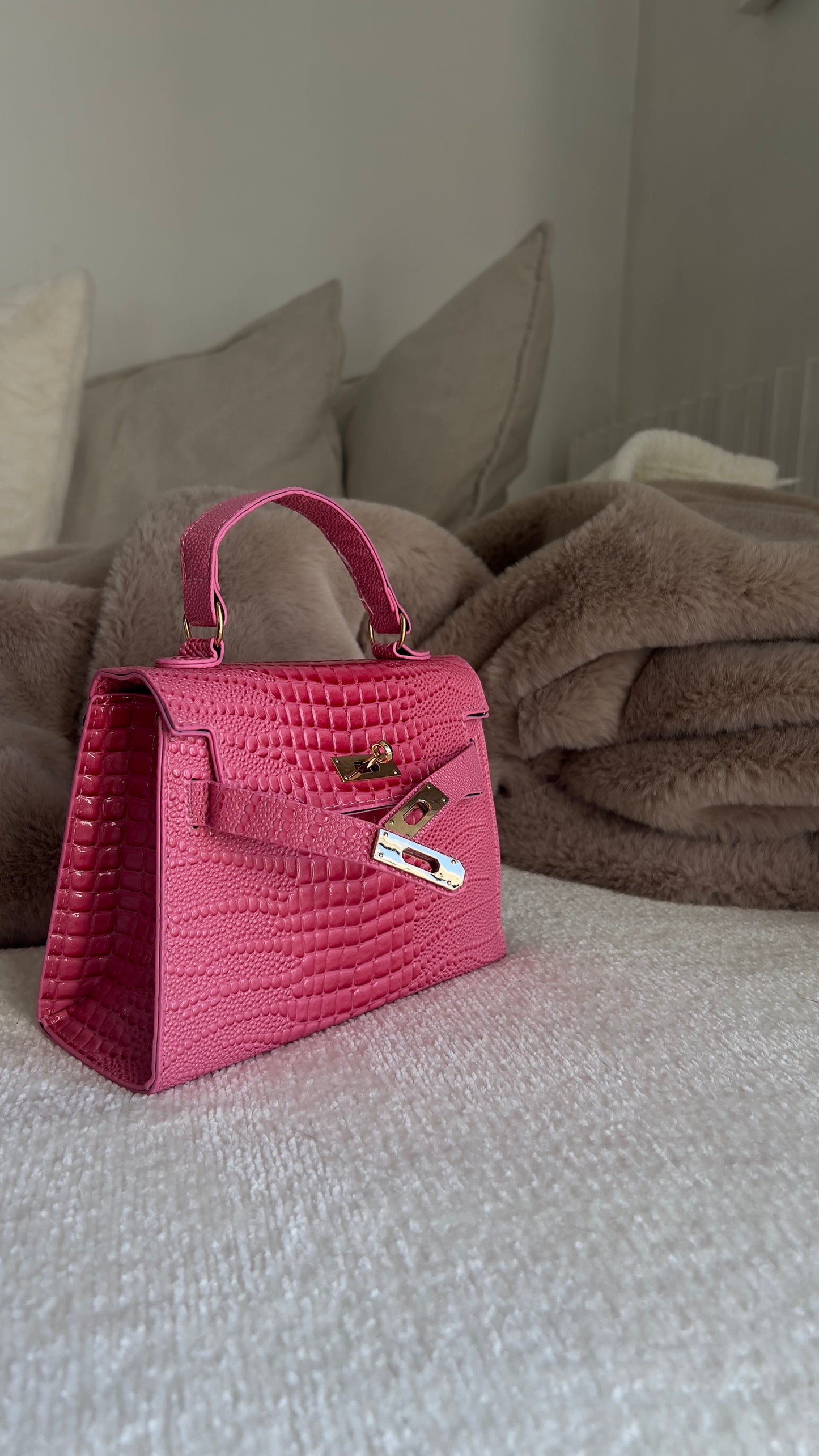 Sac inspi H petit - croco rose