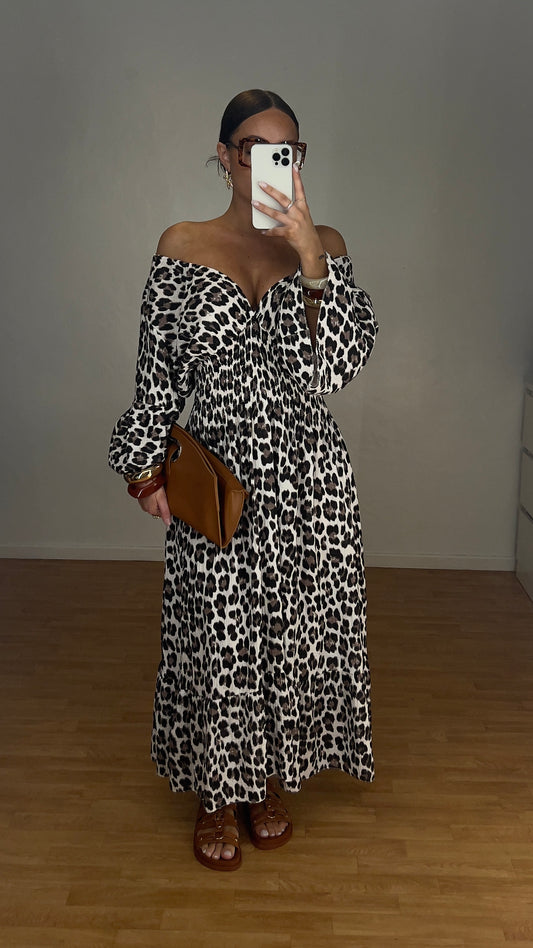 Robe longue léopard - noire