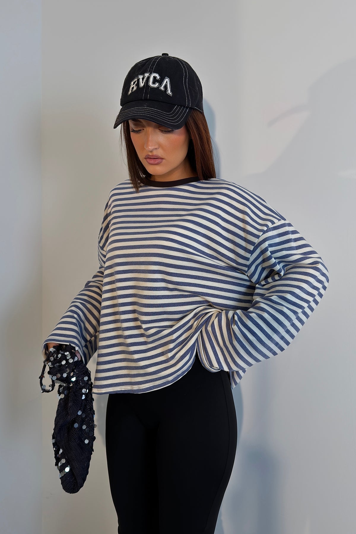 Marinière manches longues - bleu jean/blanc