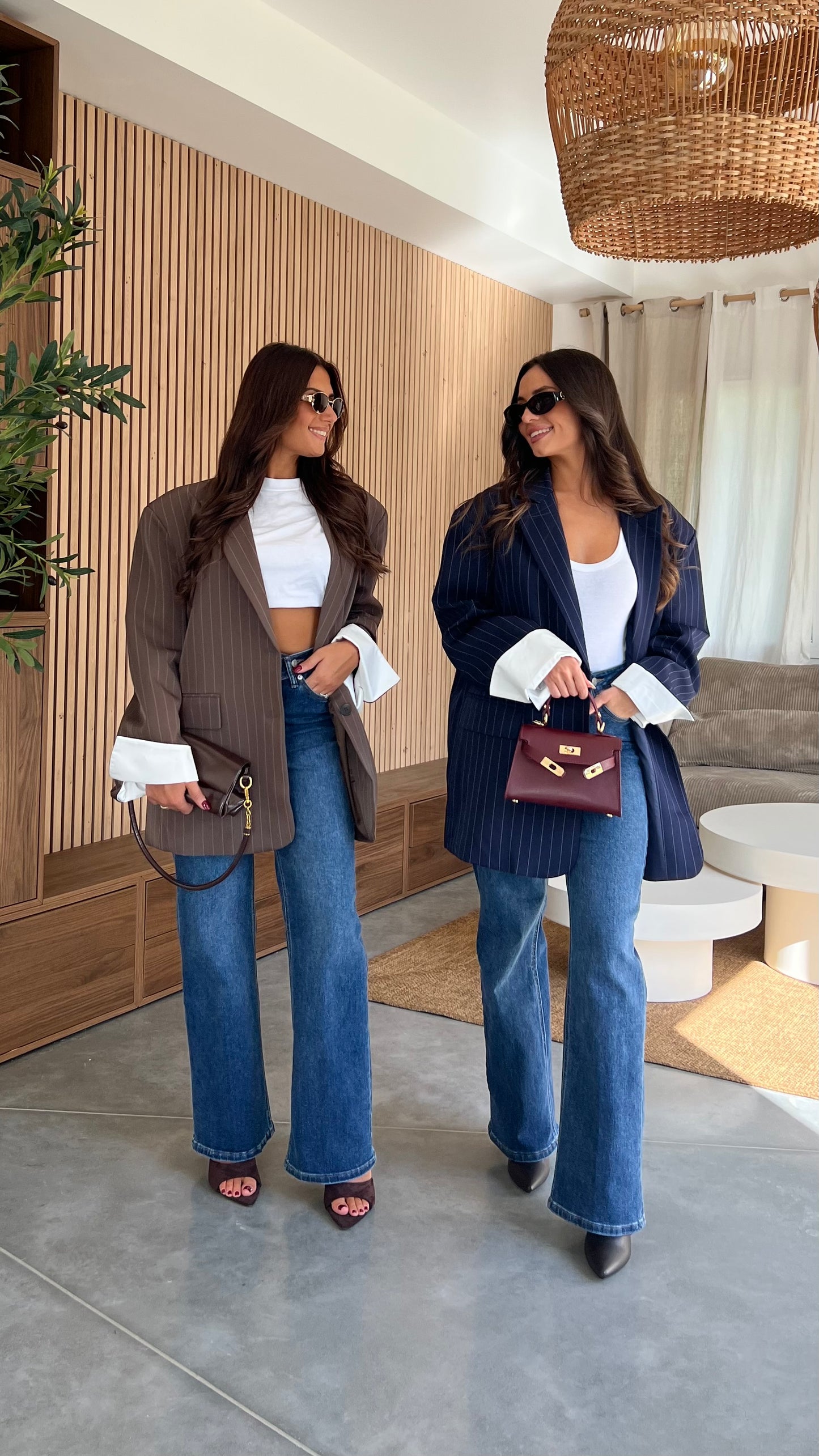 Blazer oversize rayé - bleu marine