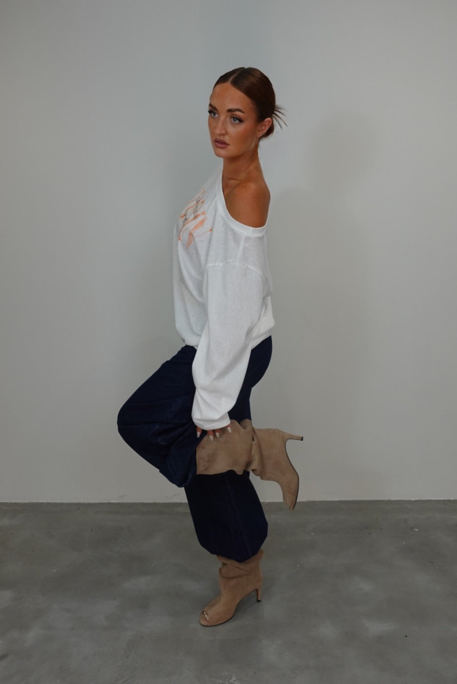 T-shirt loose manches longues - blanc