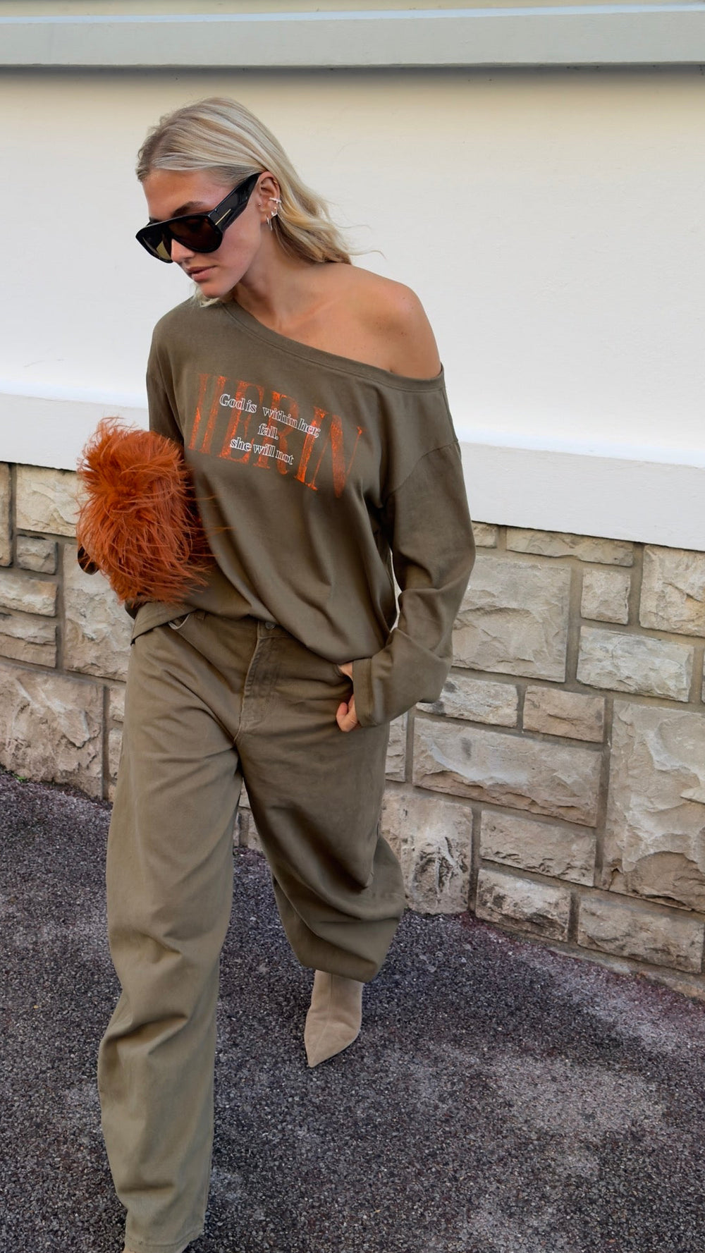 Haut loose asymétrique - kaki