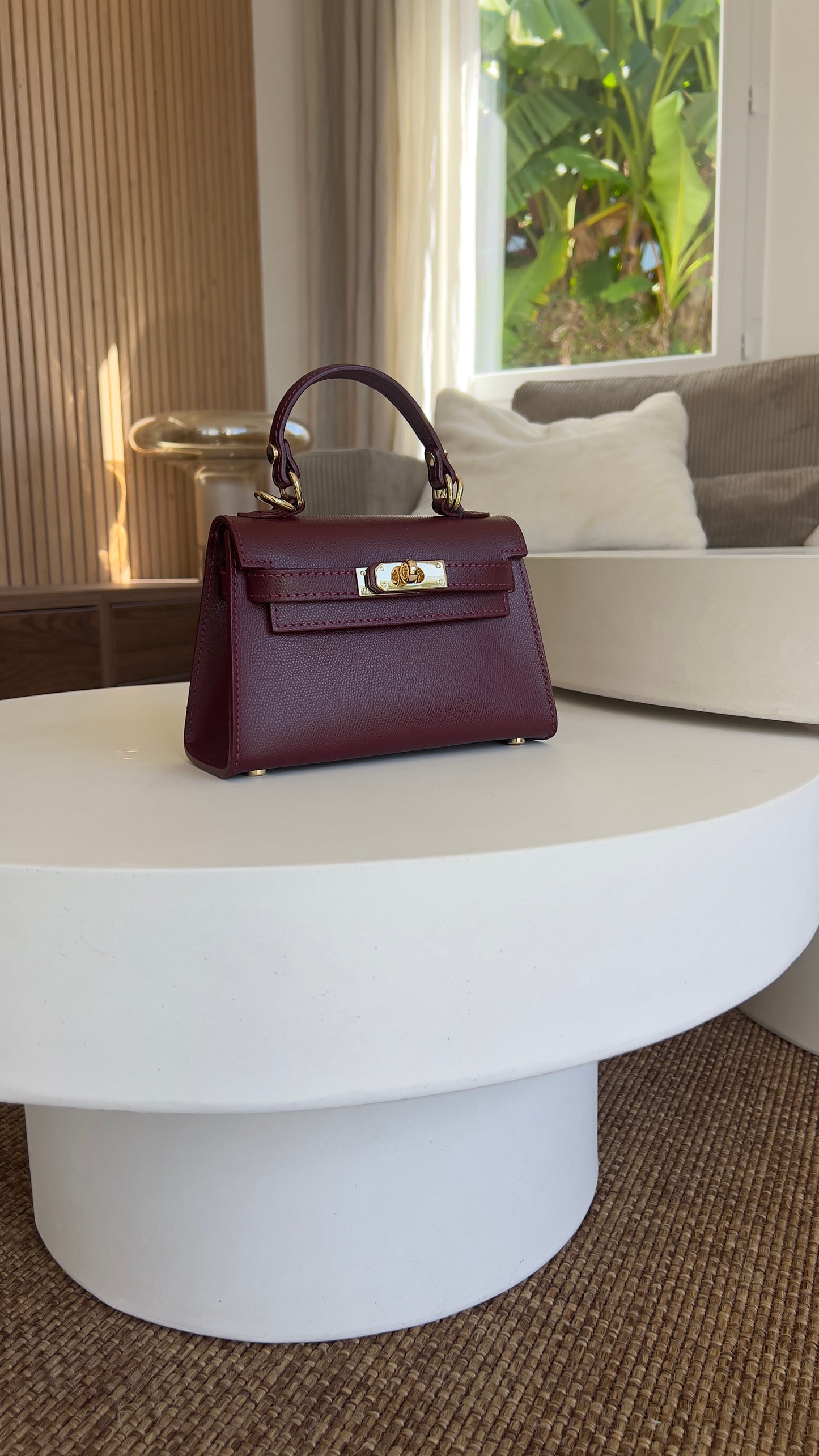 Sac inspiration en cuir - bordeaux