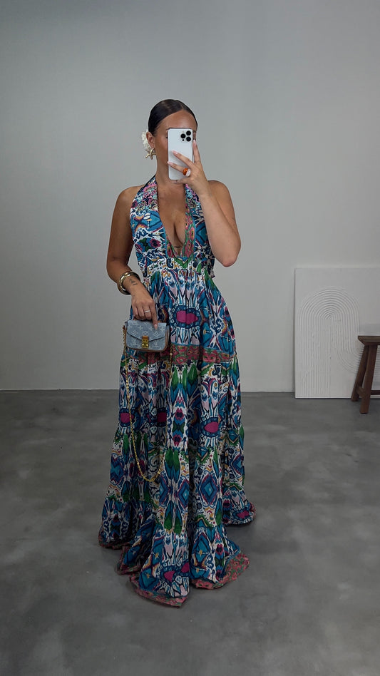 Robe longue TAO - bleu