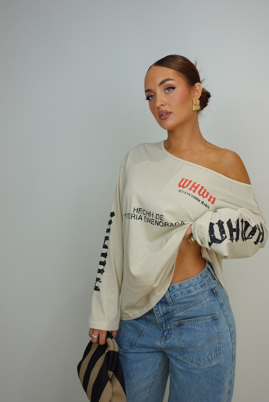 Haut loose imprimé - beige