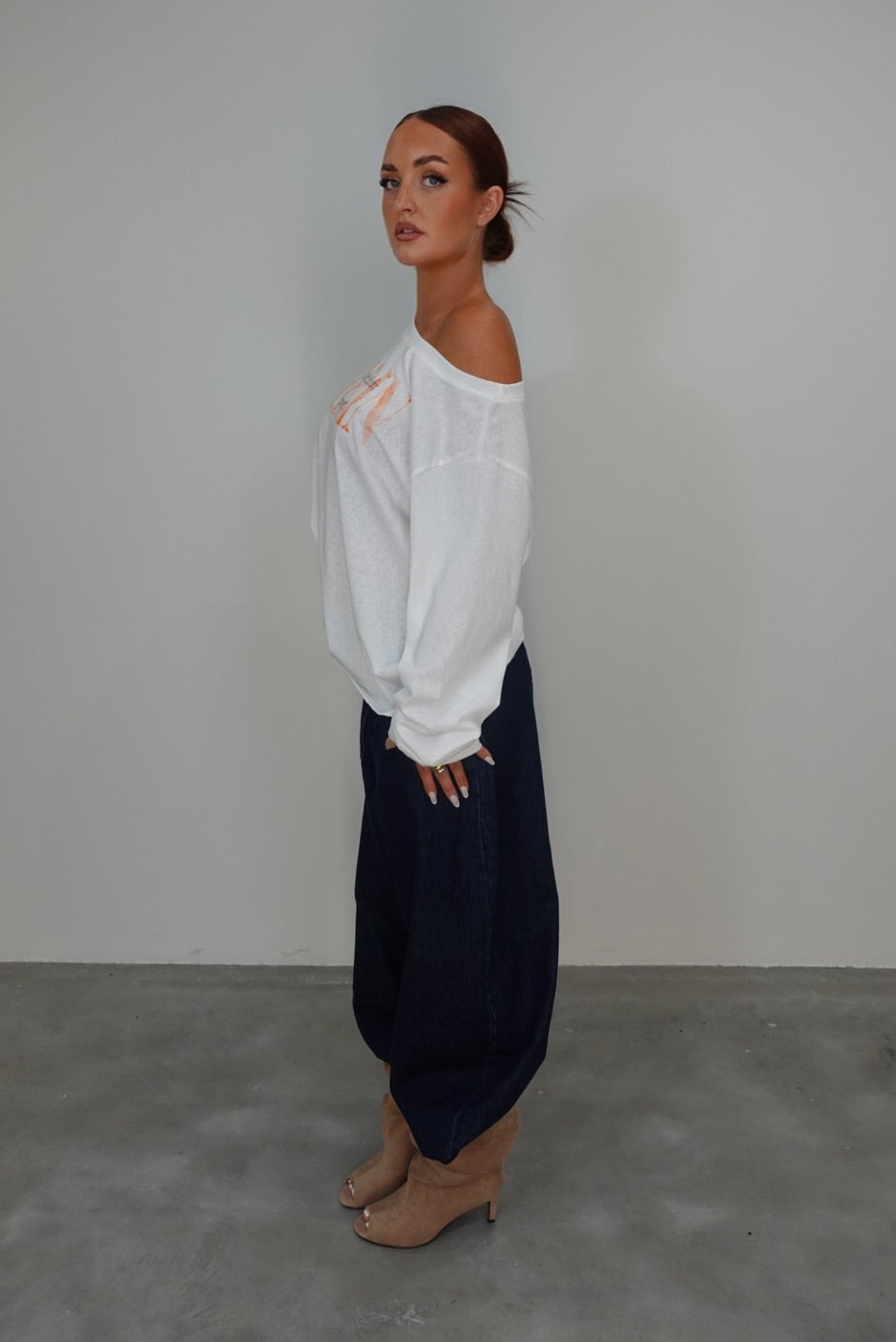 T-shirt loose manches longues - blanc