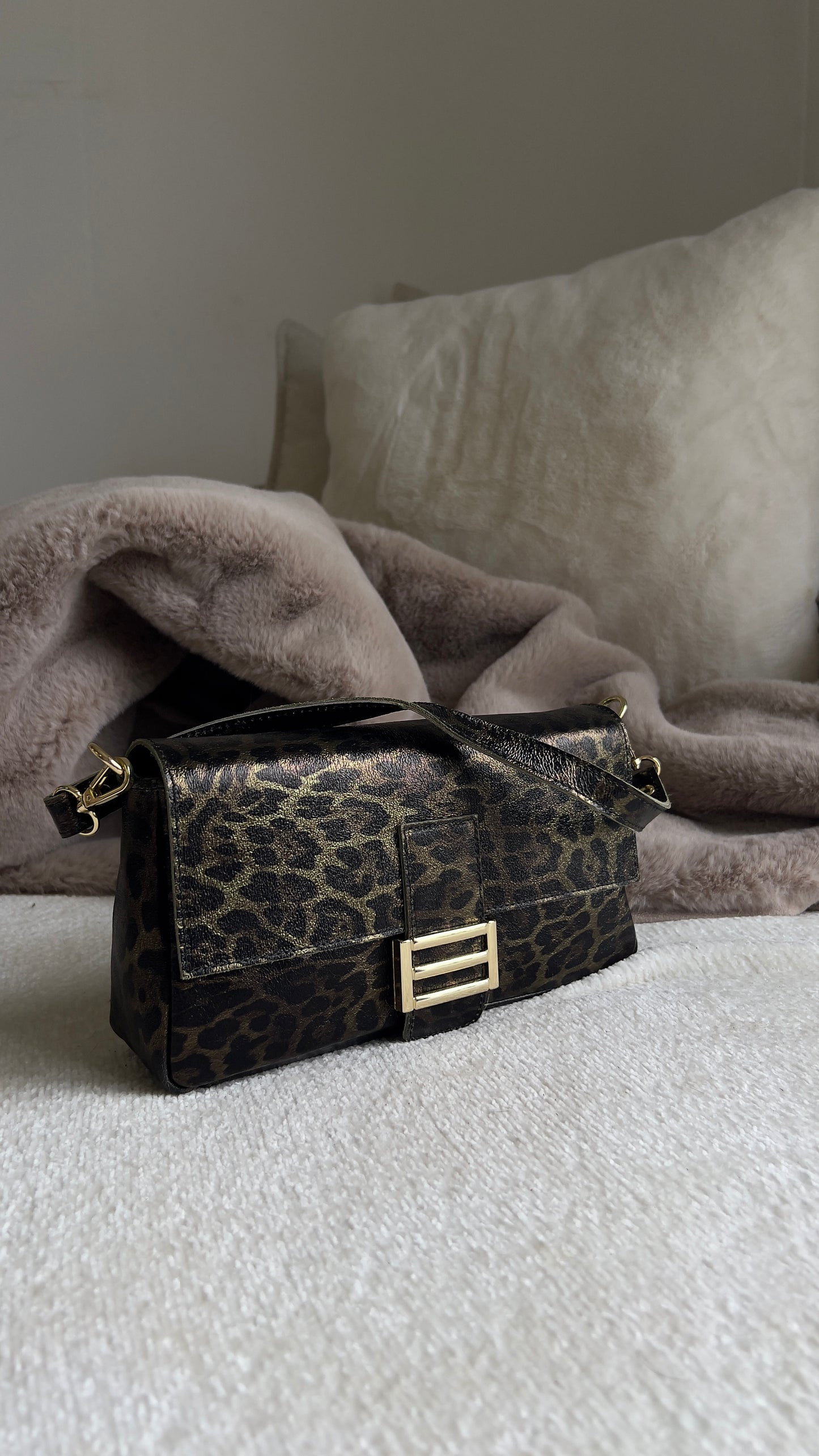 Sac baguette en cuir - léopard