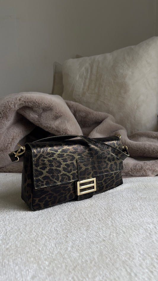 Sac baguette en cuir - léopard