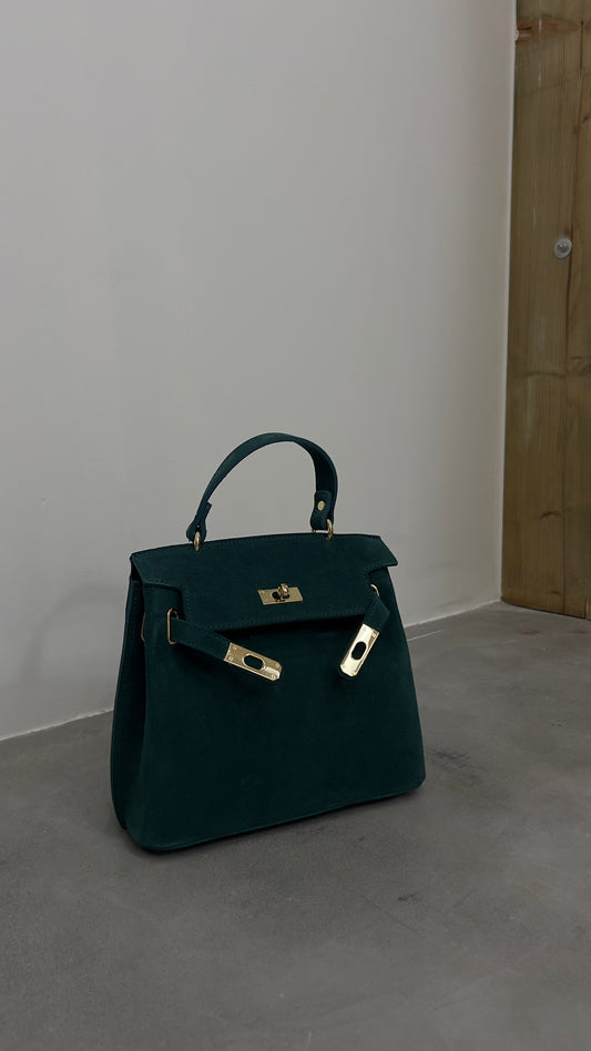 Sac cuir véritable - vert émeraude