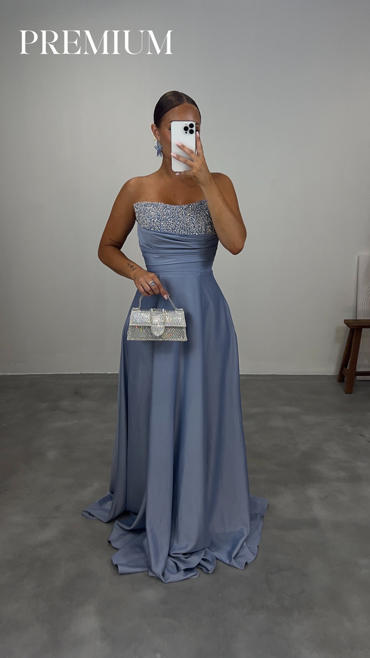 Robe bustier strass - bleu PREMIUM