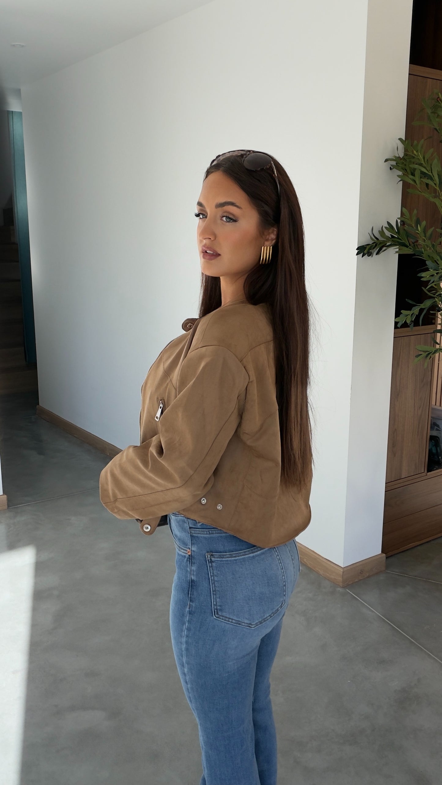 Veste en suedine - fauve