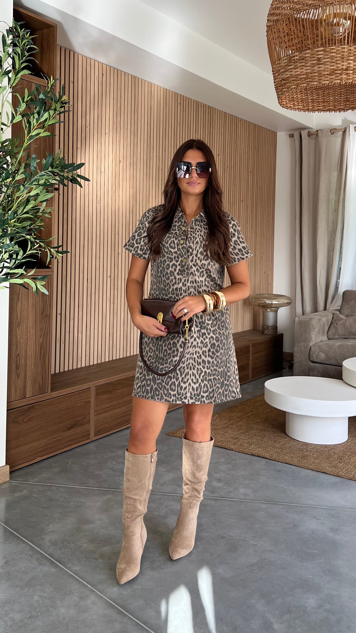 Robe courte léopard