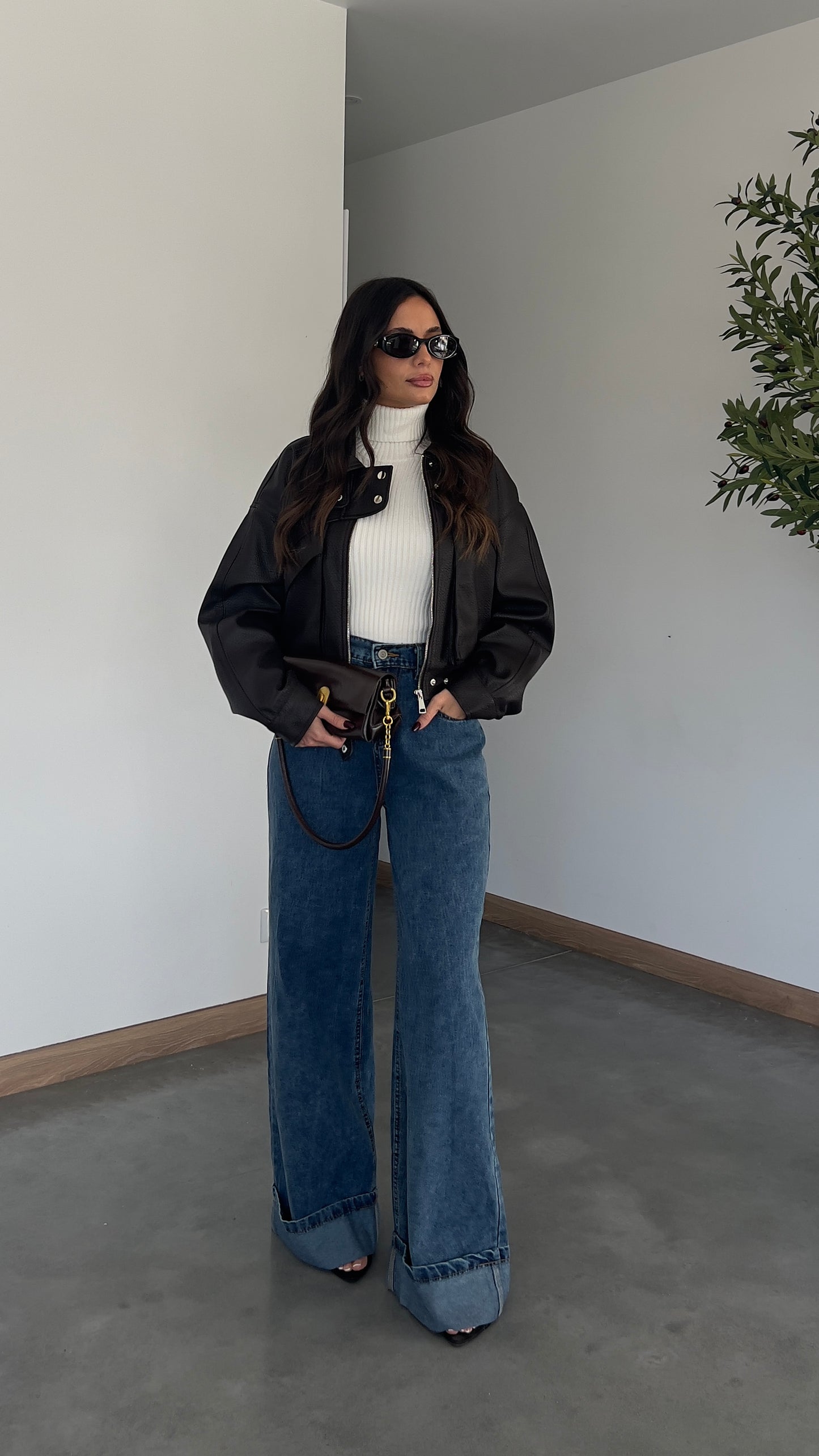 Veste similicuir - chocolat