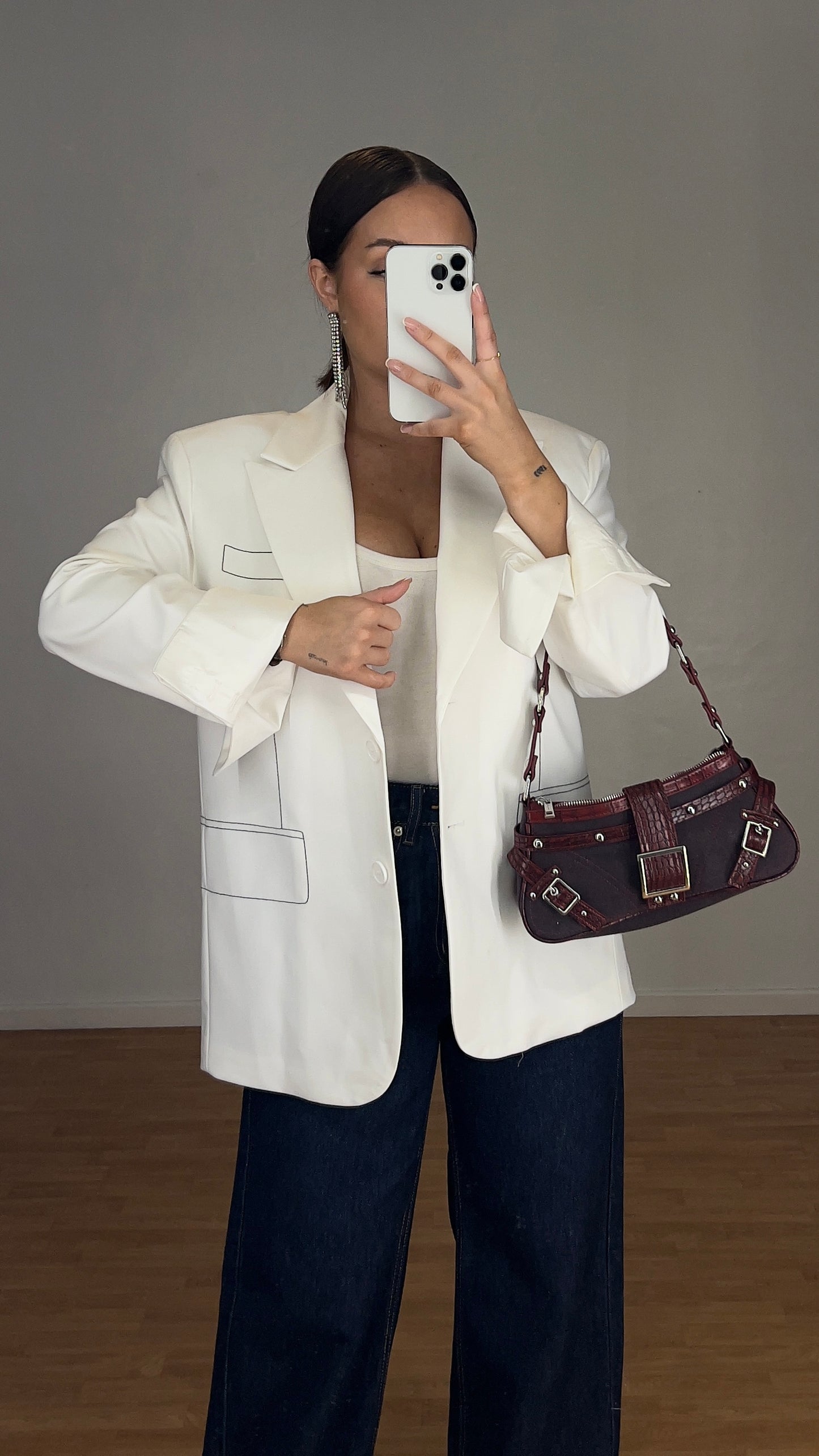 Blazer surpiqûres - blanc