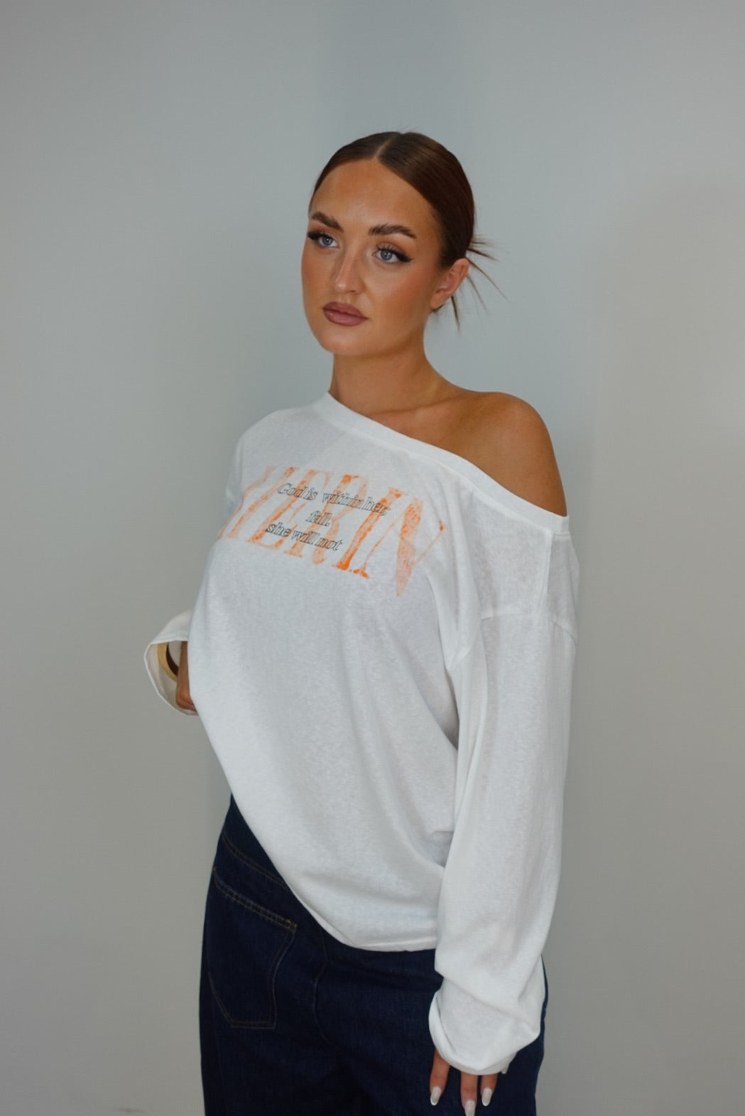 T-shirt loose manches longues - blanc